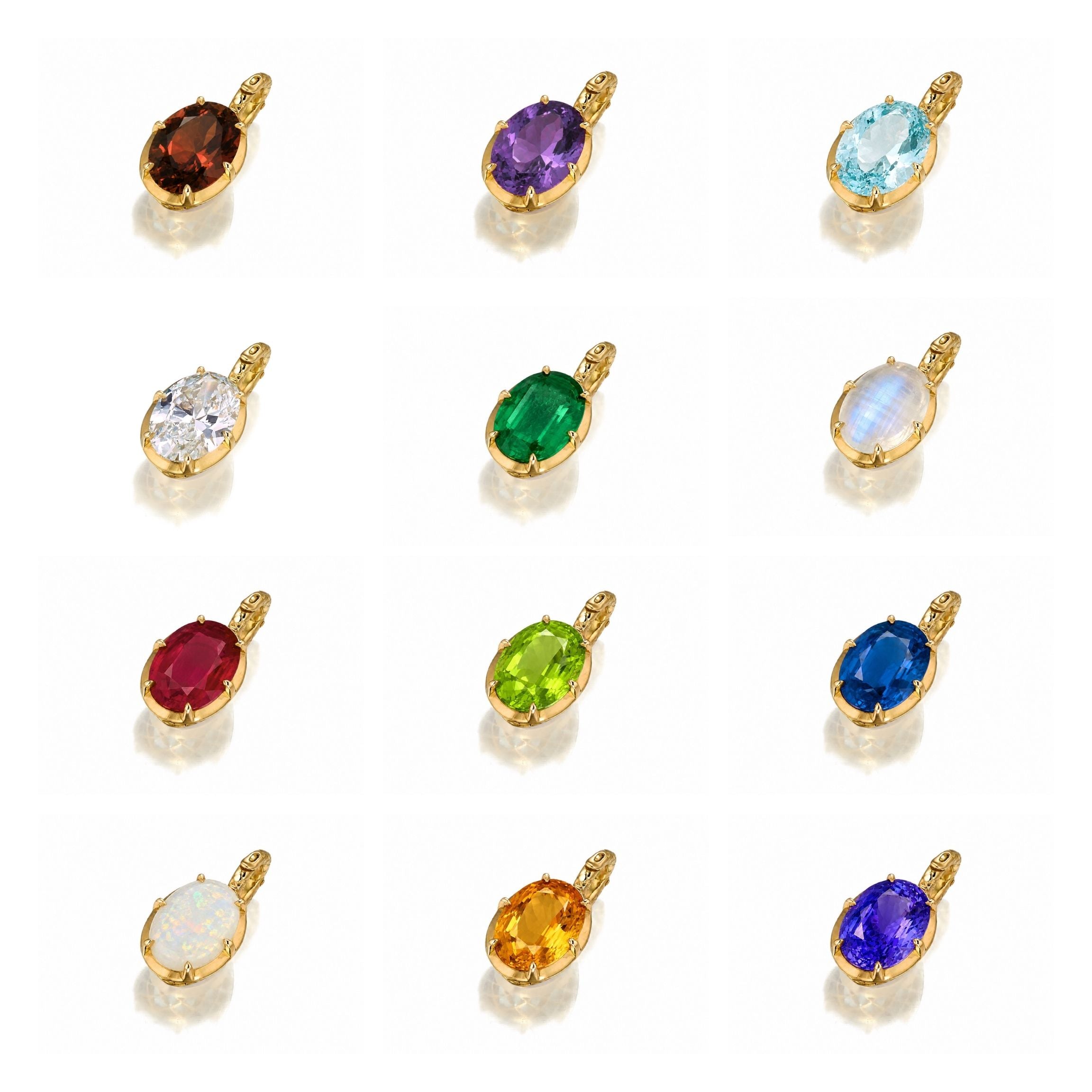 North-South Drop Birthstone Pendant — 18K Yellow Gold, Made to Order