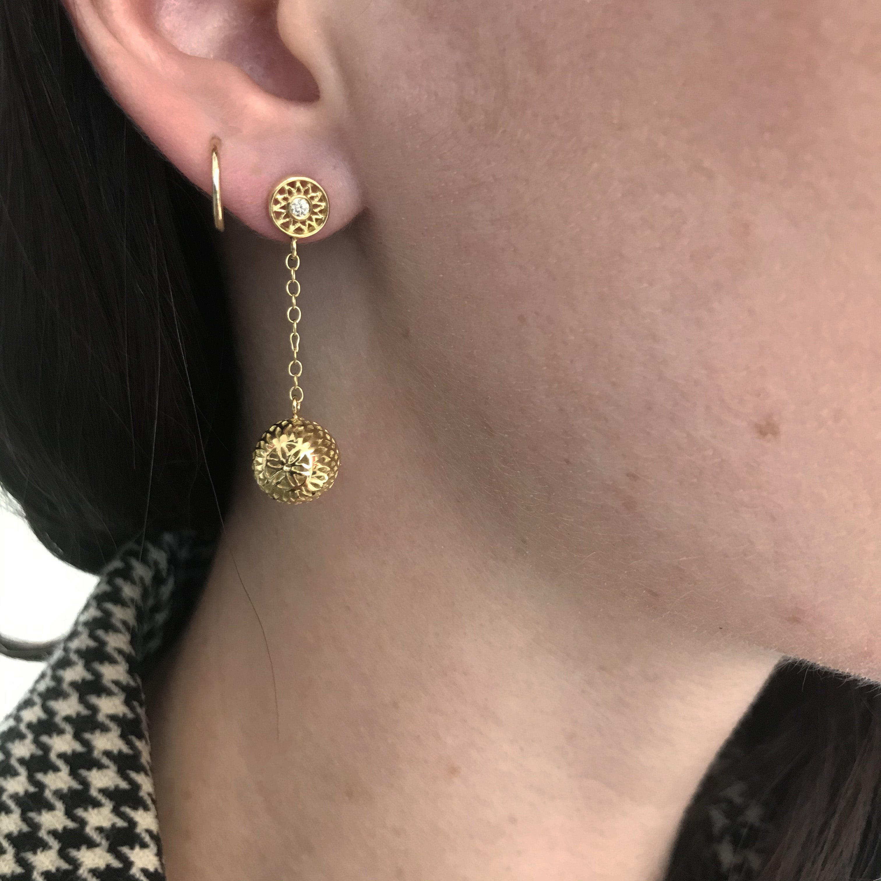 Crownwork® Stud Earrings with Chain Detail