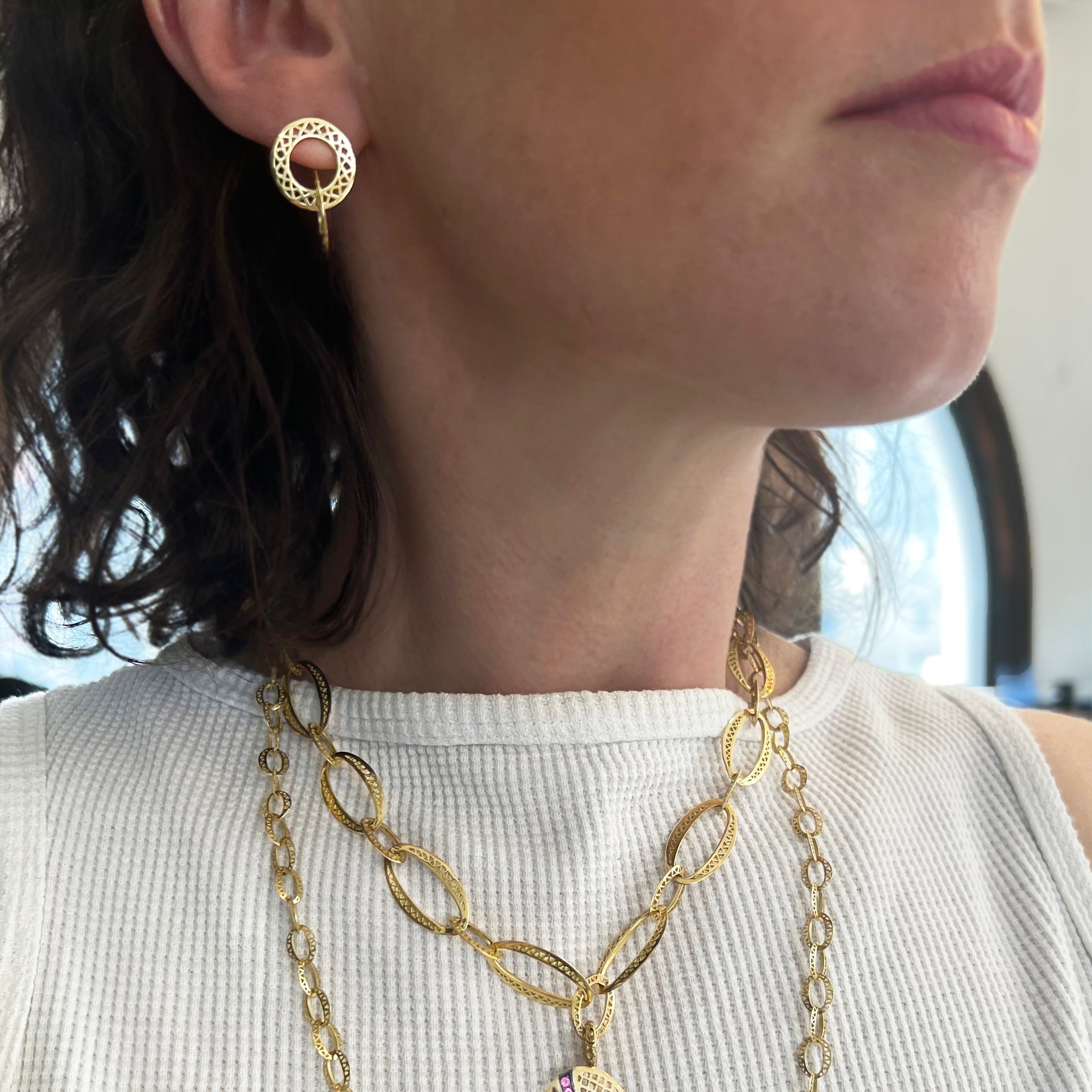 Small Double Drop Earrings on Post