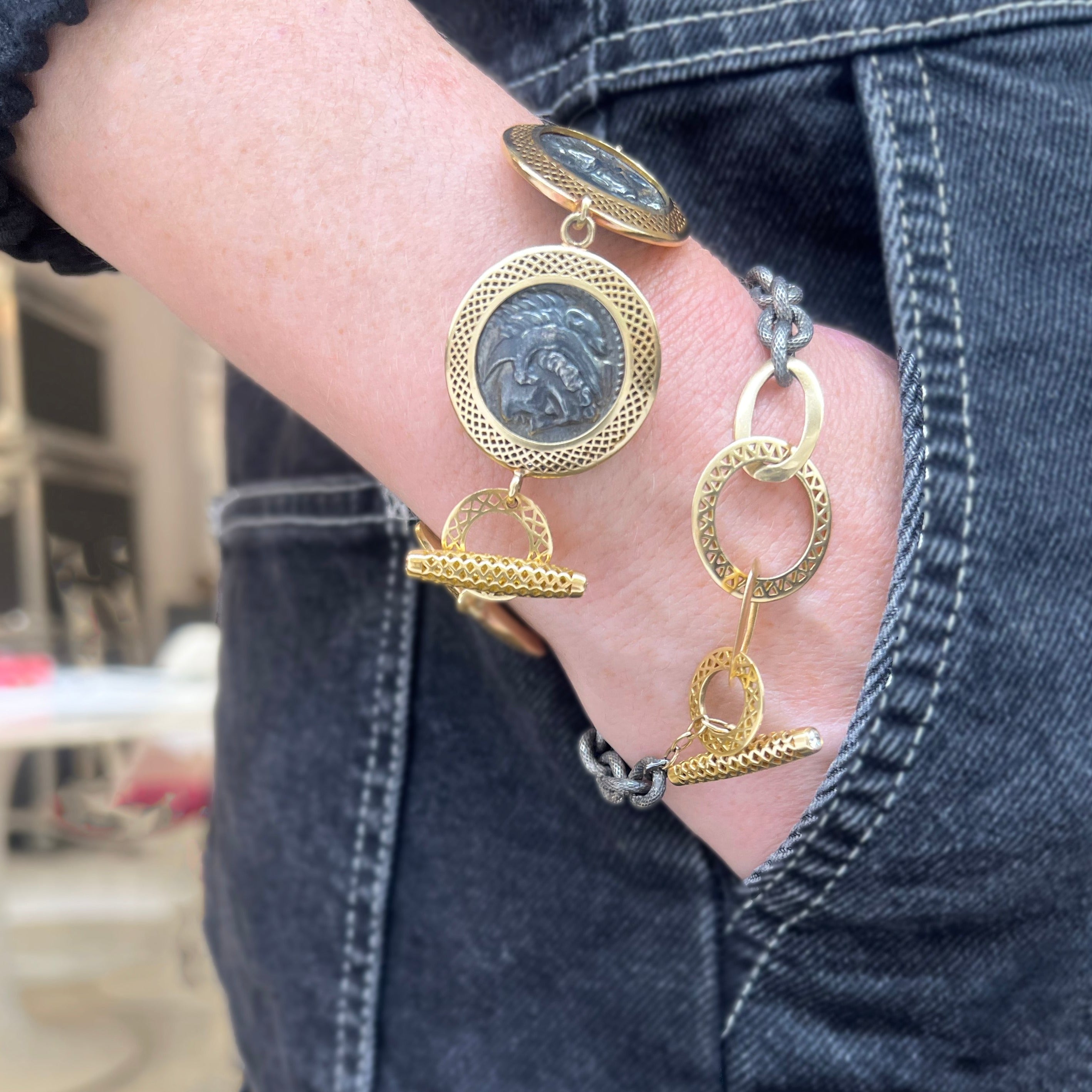 Crownwork® Link and Oxidized Silver Chain Bracelet