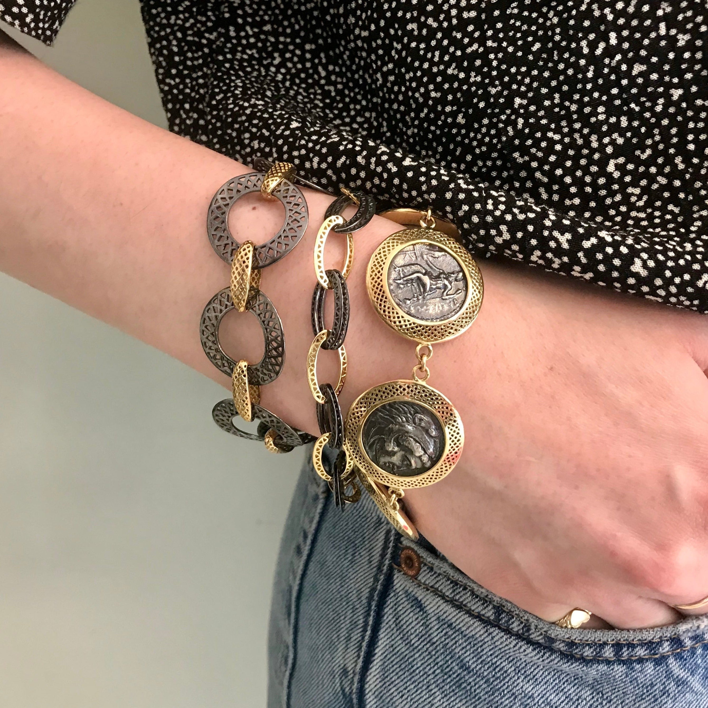 Mixed Metal Crownwork® Link Bracelet