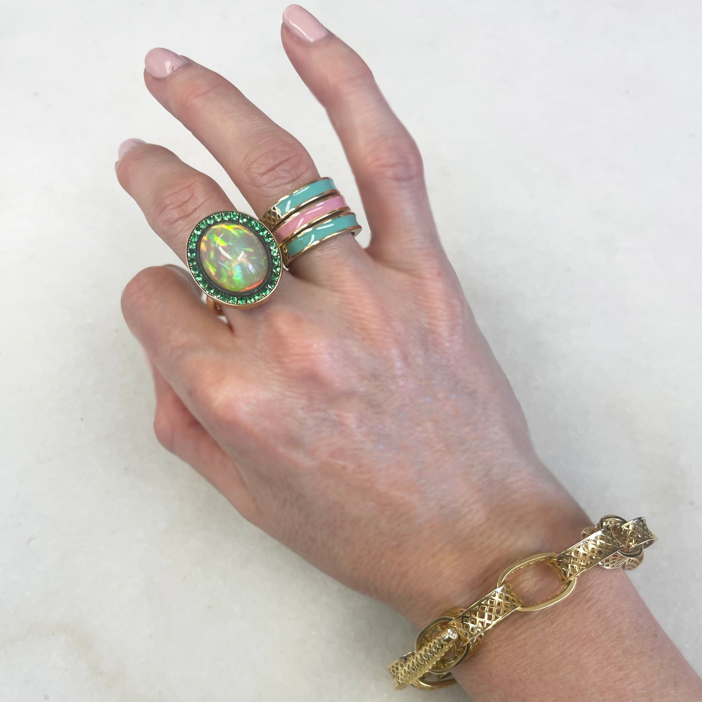 North South Opal and Tsavorite Ring