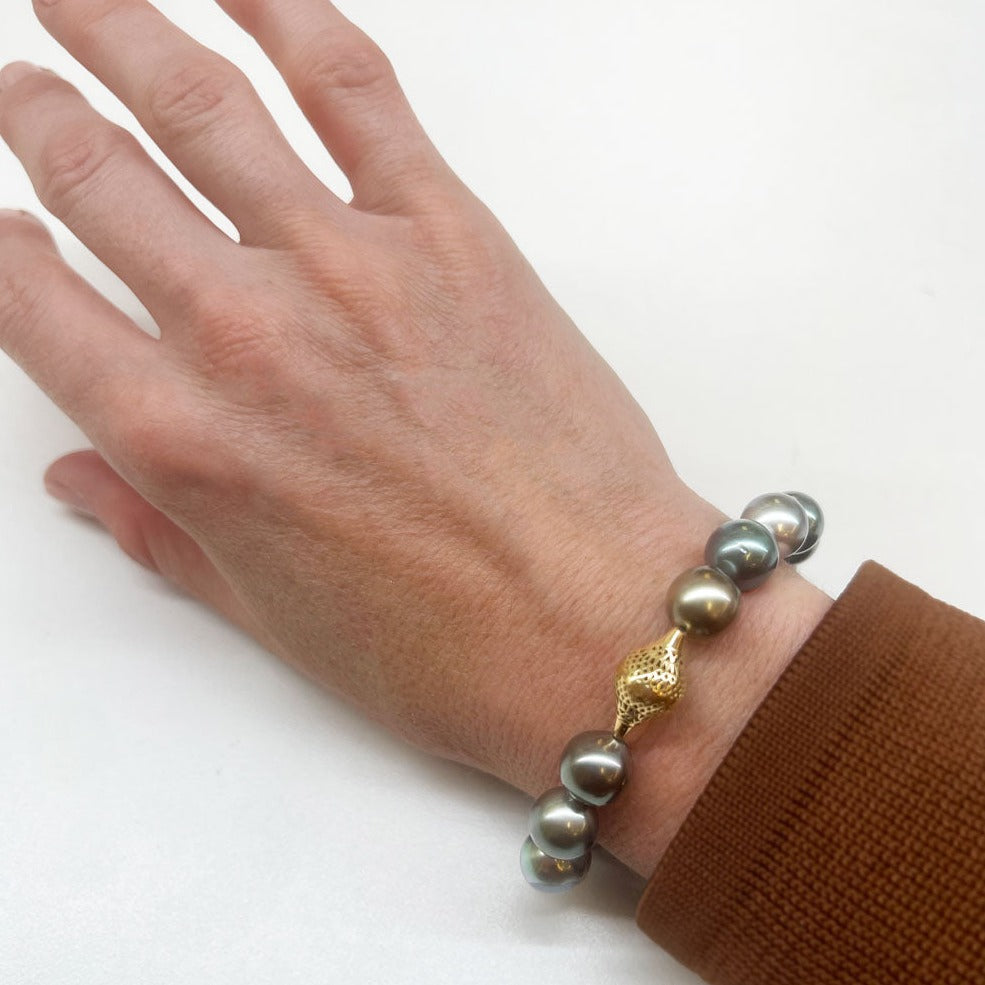 Unisex Tahitian Pearl Stretch Bracelet