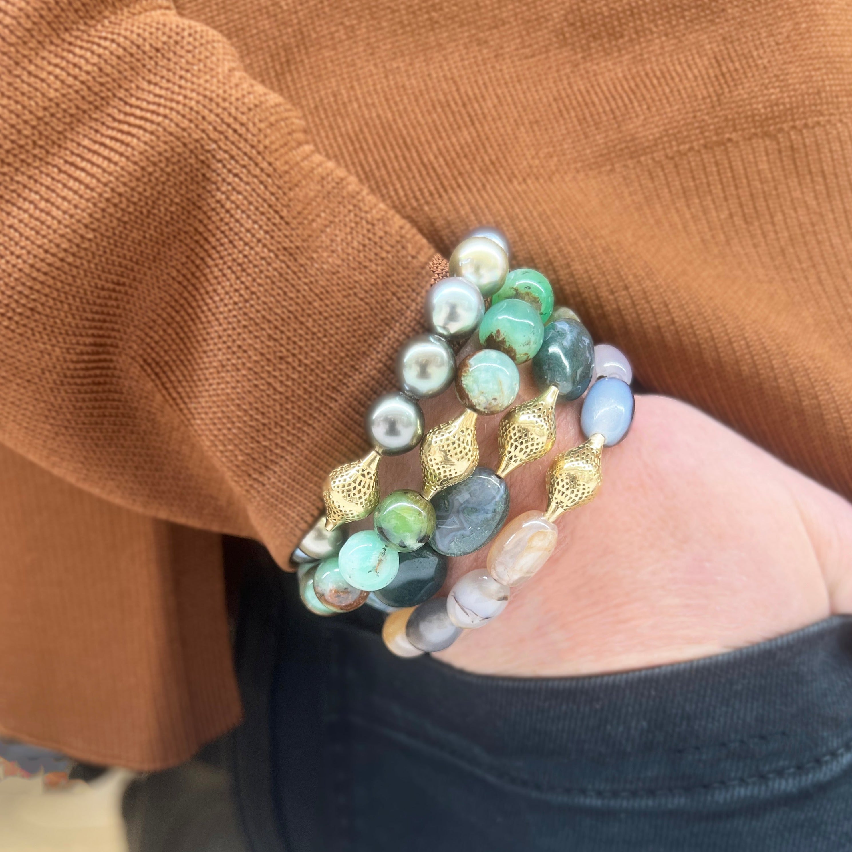 Natural Moss Agate Stretch Bracelet