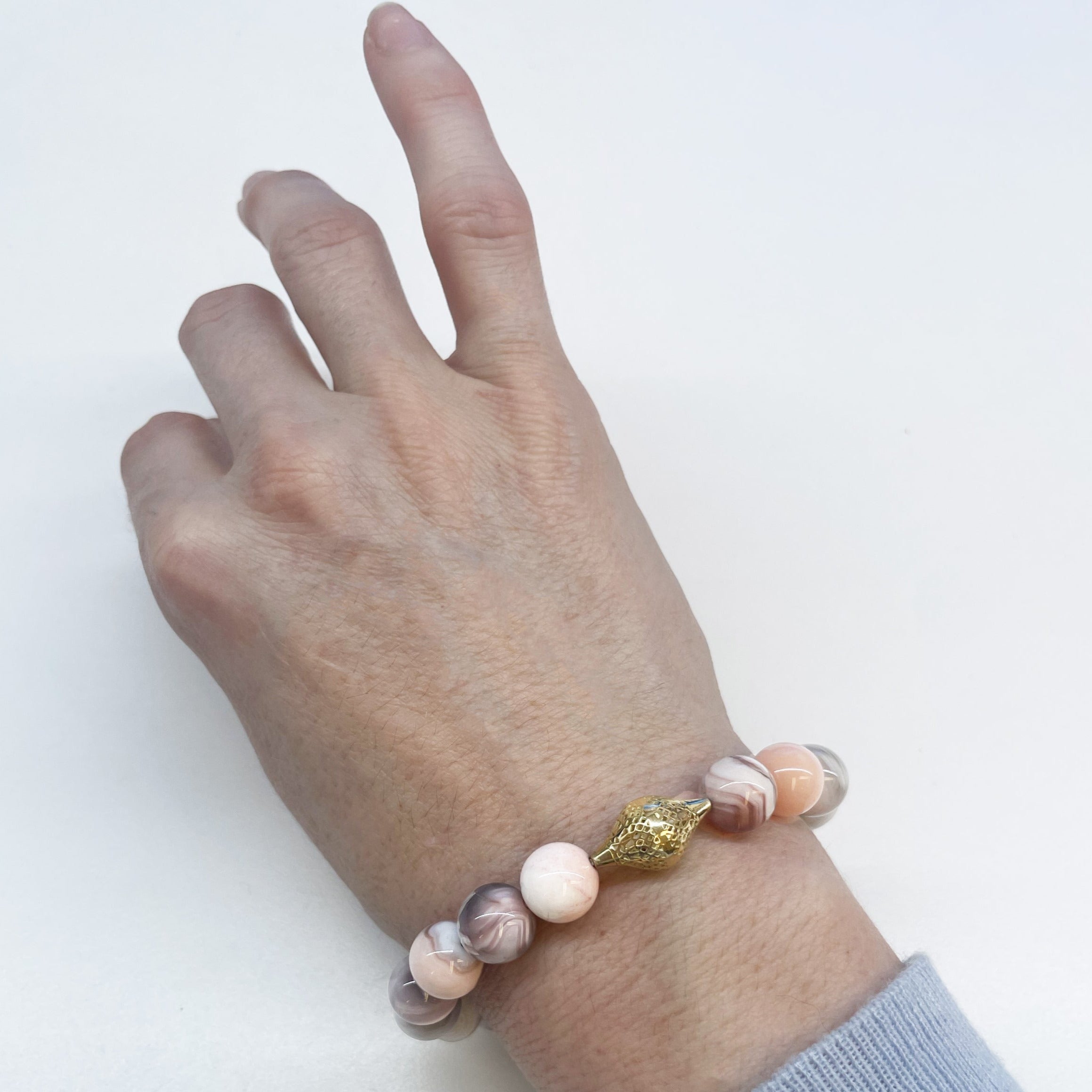 Pink Botswana Agate Stretch Bracelet