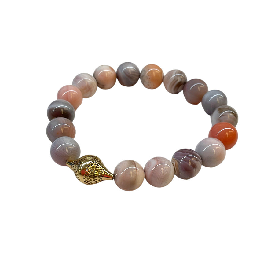 Pink Botswana Agate Stretch Bracelet