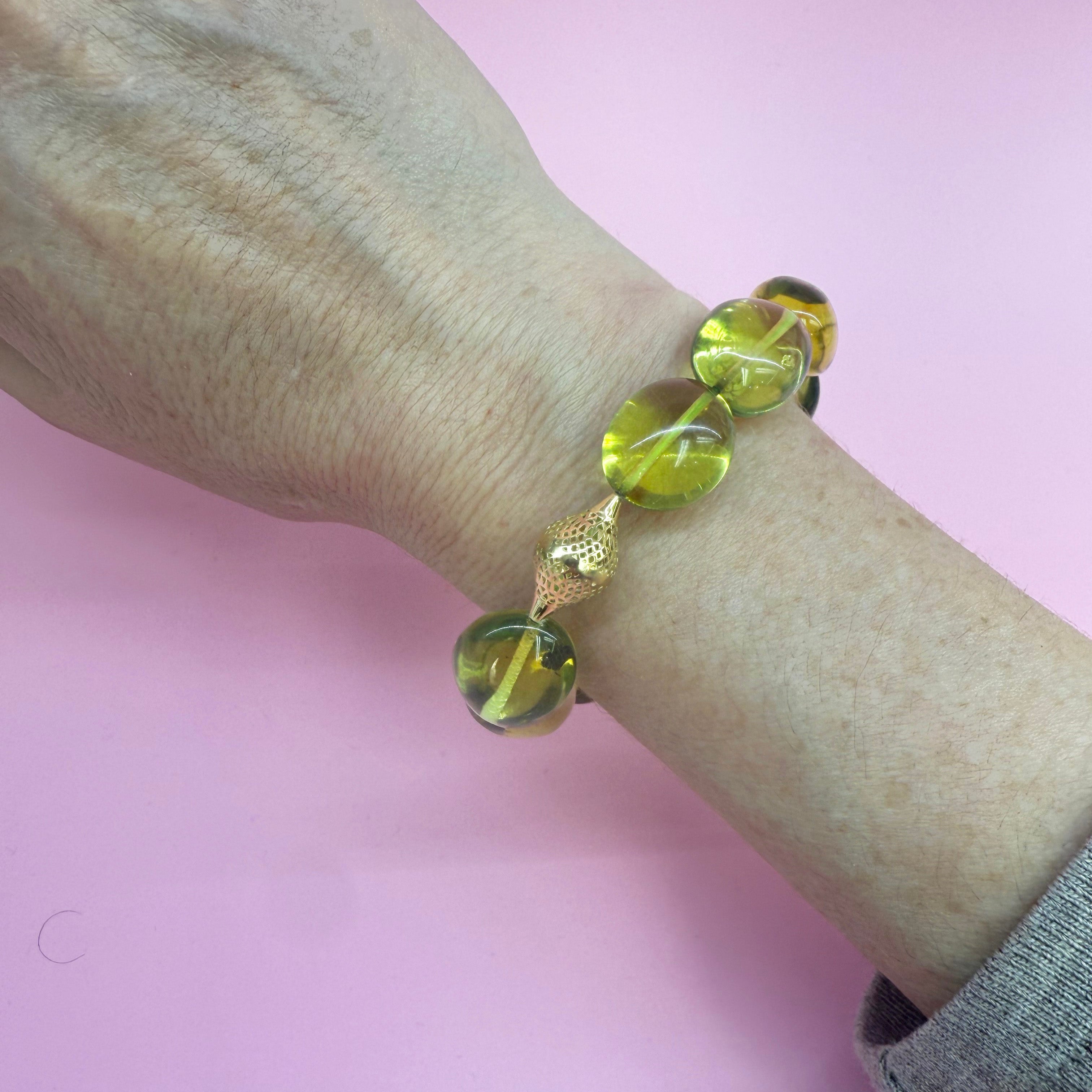 Green Amber Stretch Bracelet