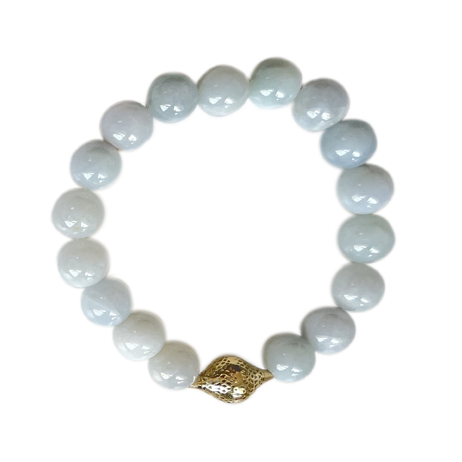 Lavender Jade Stretch Bracelet with 18K Yellow Gold Crownwork® Finial