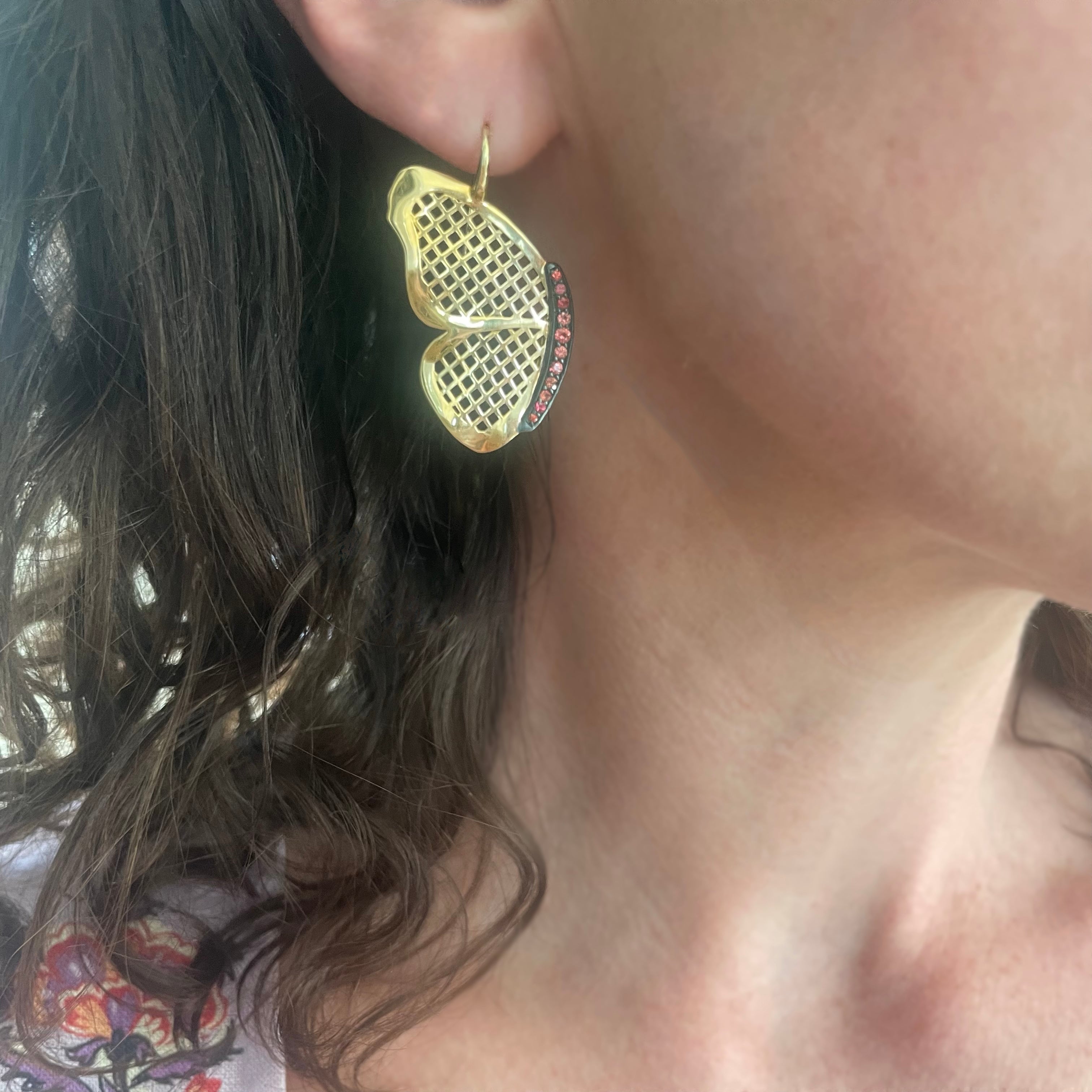 Crownwork® Butterfly Orange Sapphire Earrings
