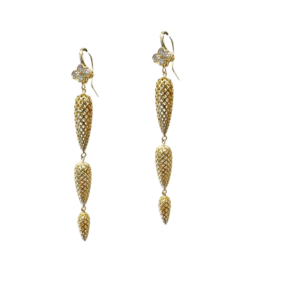 Four Stone Diamond and Multi Spear Drop Earrings
