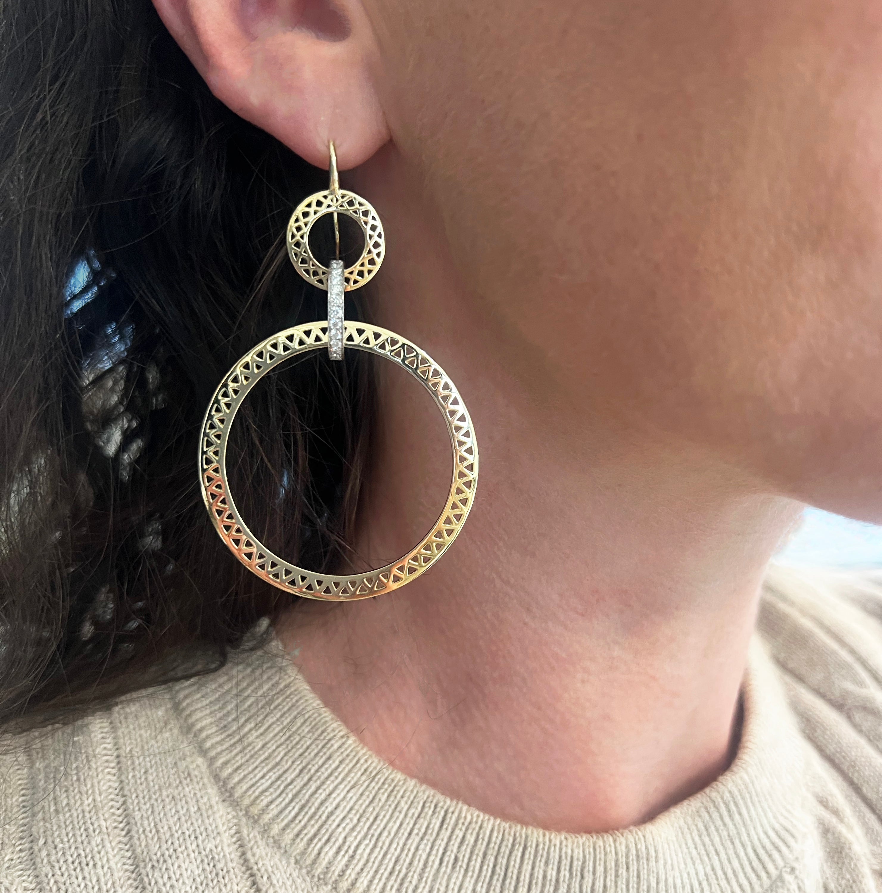 Crownwork® Circle Double Hoops with Pave Diamond Link