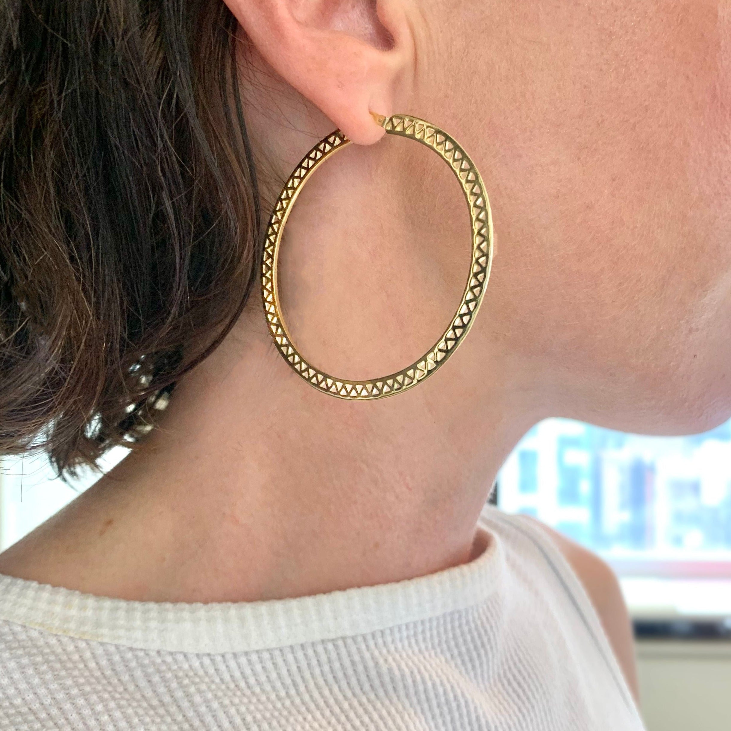Large 18k Gold Crownwork® Hoop Earrings