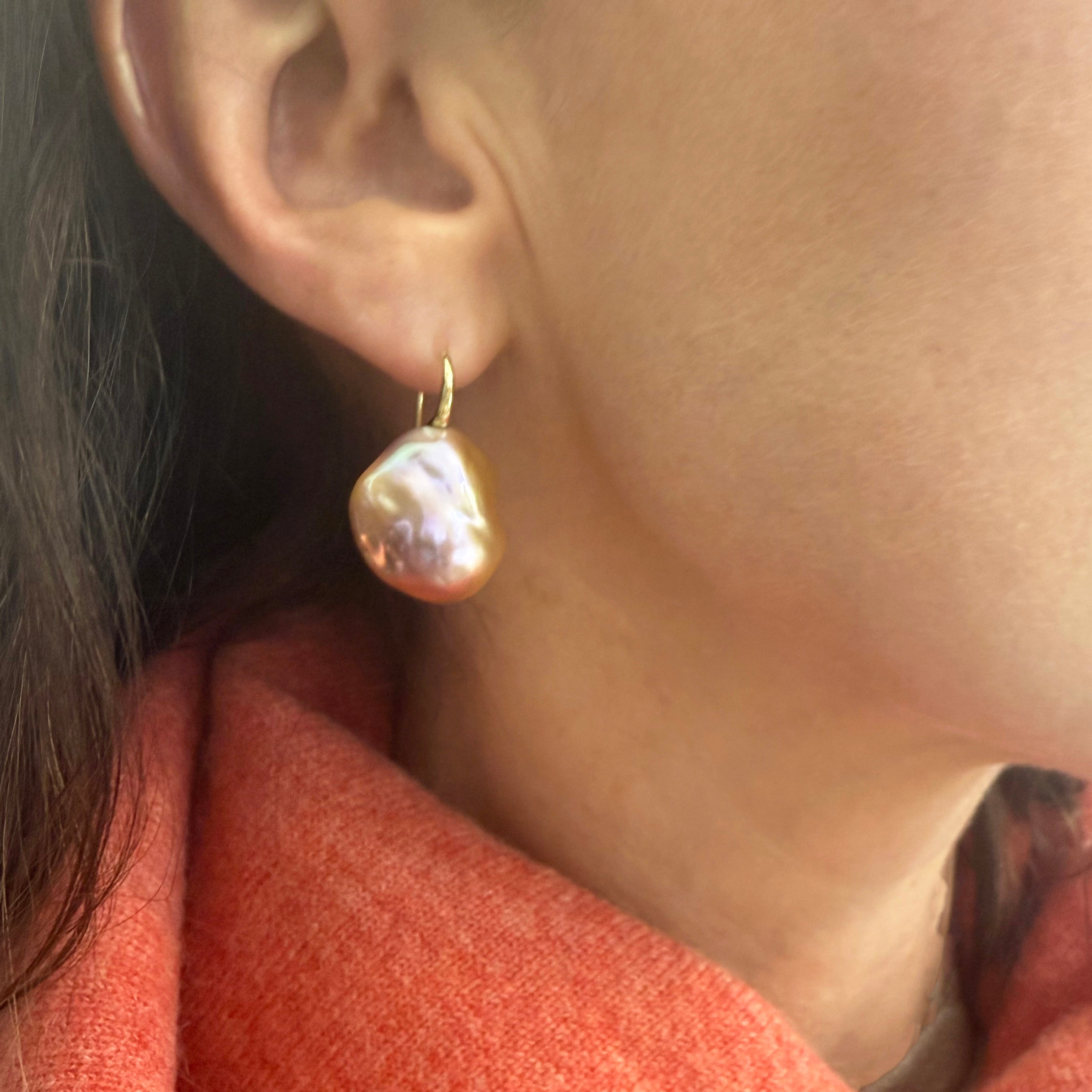 Baroque Metallic Pearl Earrings