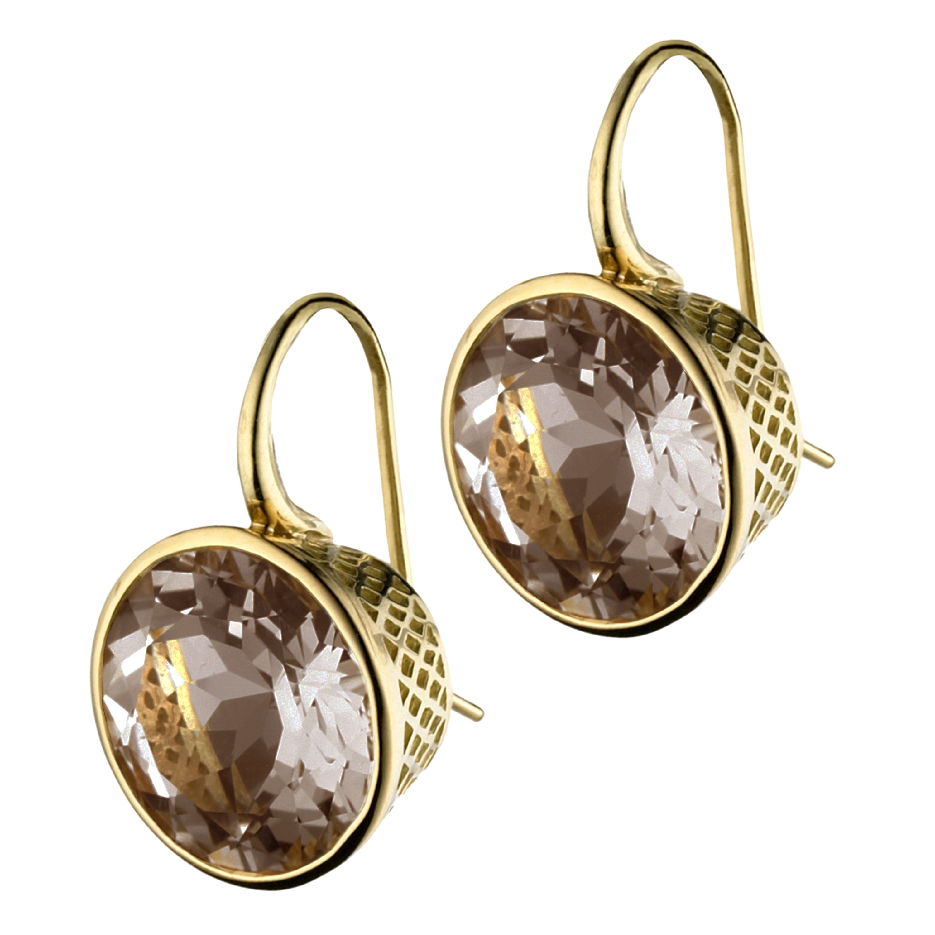 Medium Round Smoky Quartz Crownwork® Earrings