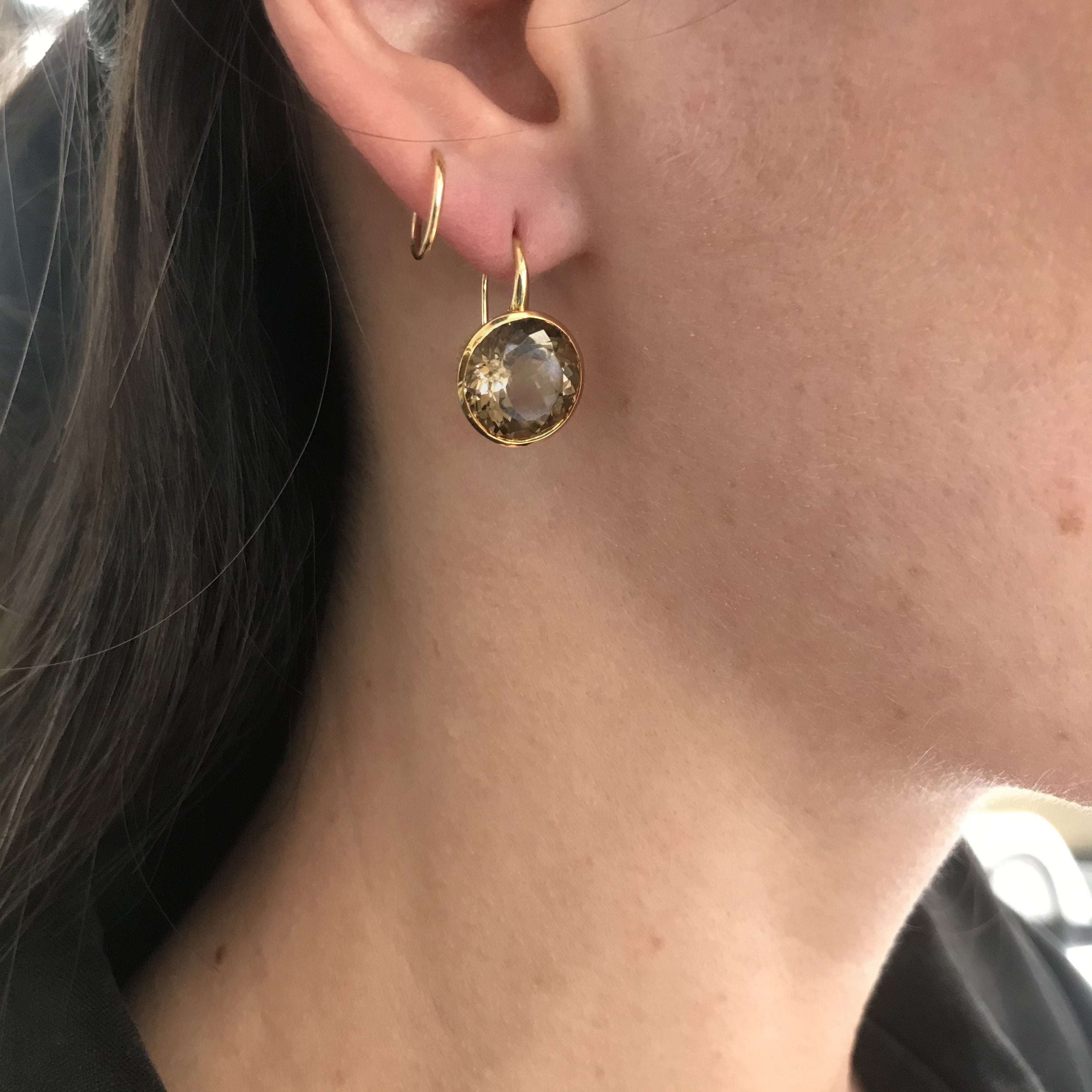 Medium Round Smoky Quartz Crownwork® Earrings