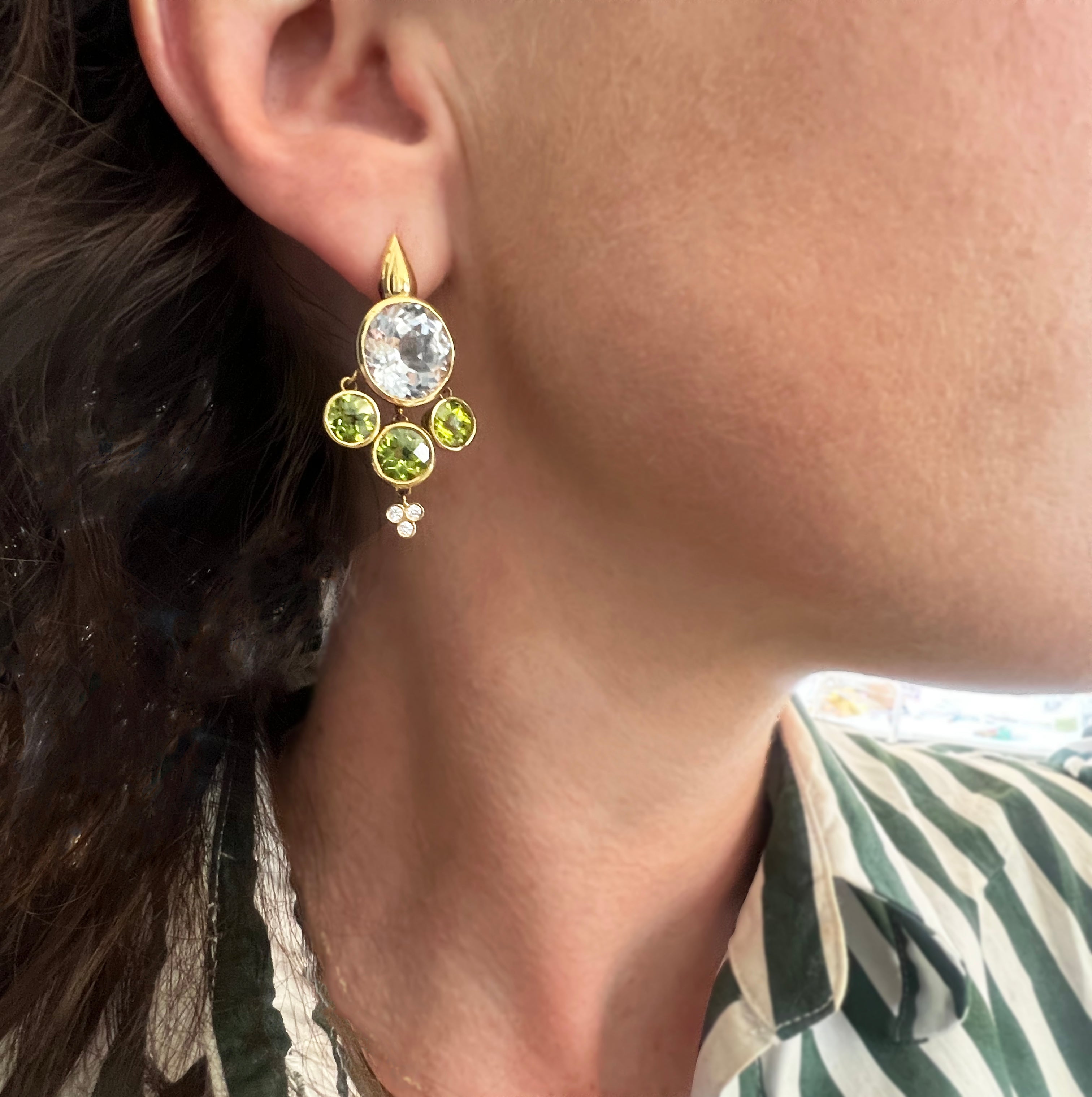 White Topaz and Peridot Earrings