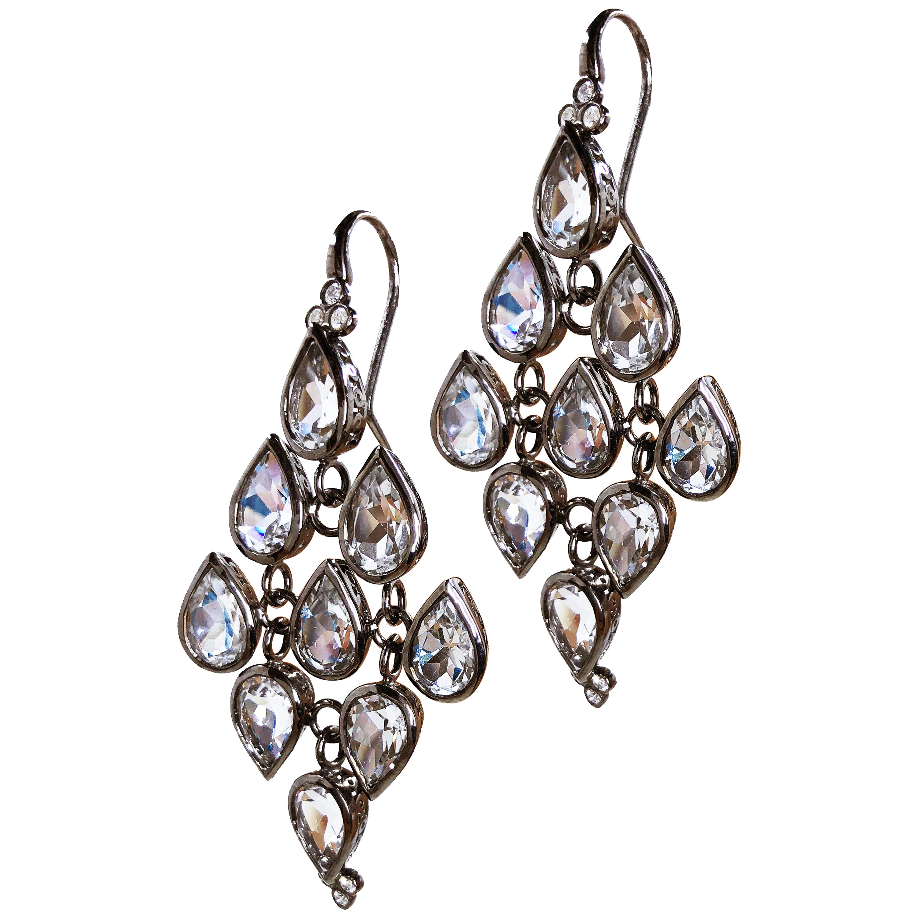 Pear Shape White Topaz Drop Earrings