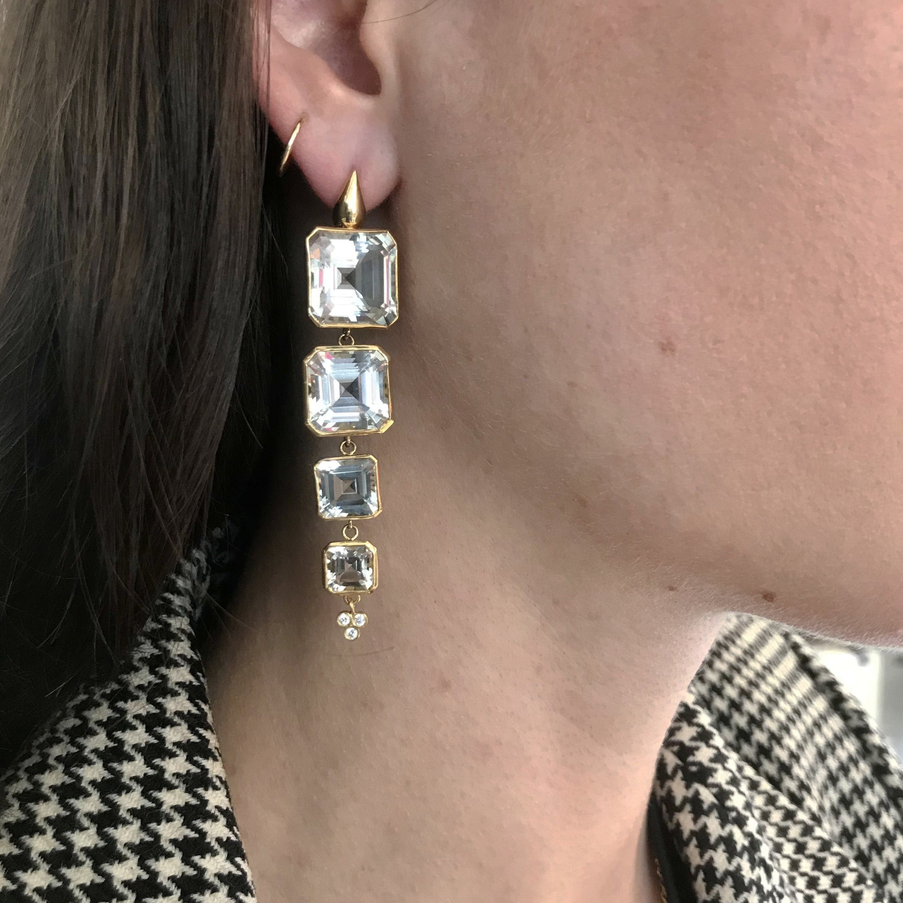 Classic Crownwork® Cascading Emerald Cut White Topaz Earrings