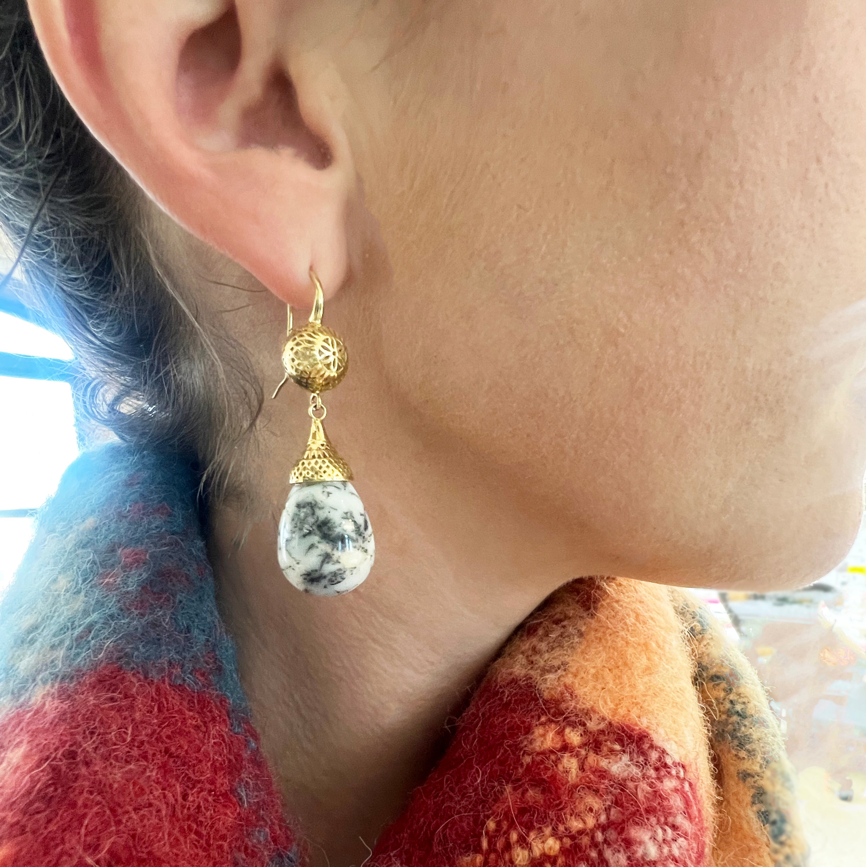 Dendritic Opal Drop Earrings