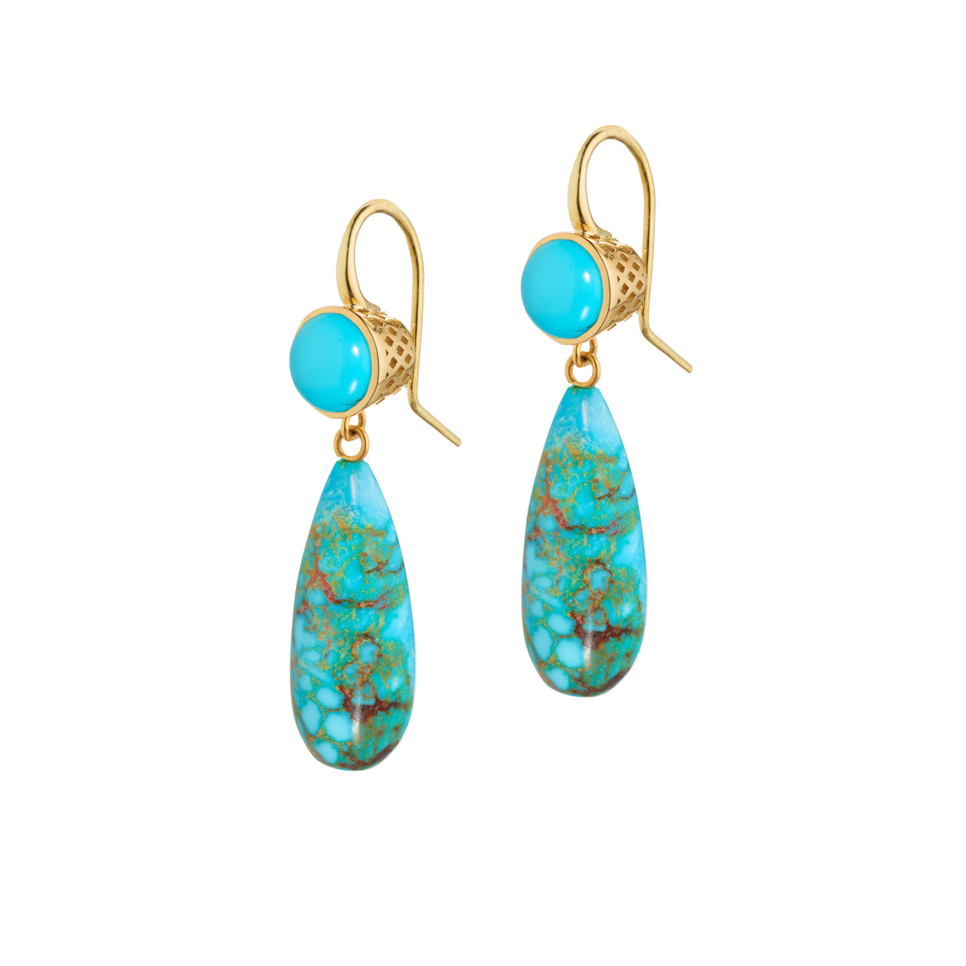 Sleeping Beauty Turquoise and Kingman Turquoise drop earrings