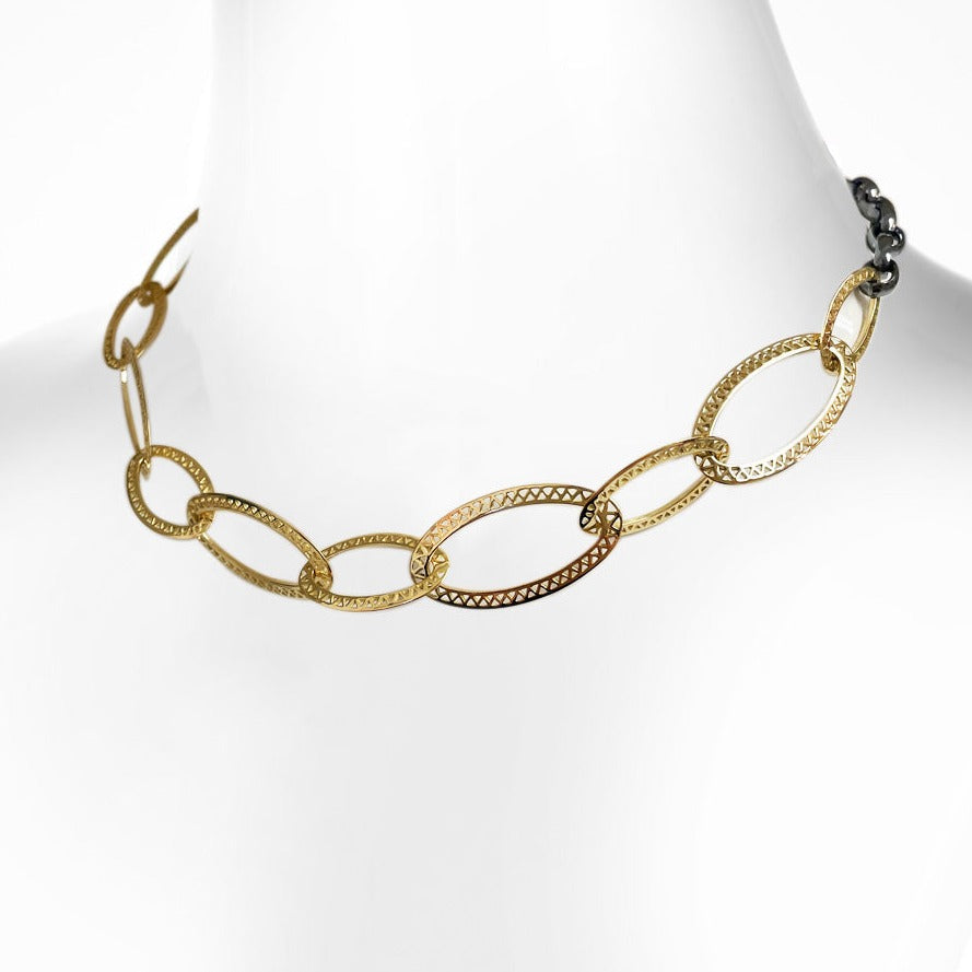 Crownwork® Disc Links & Oxidized Silver Chain