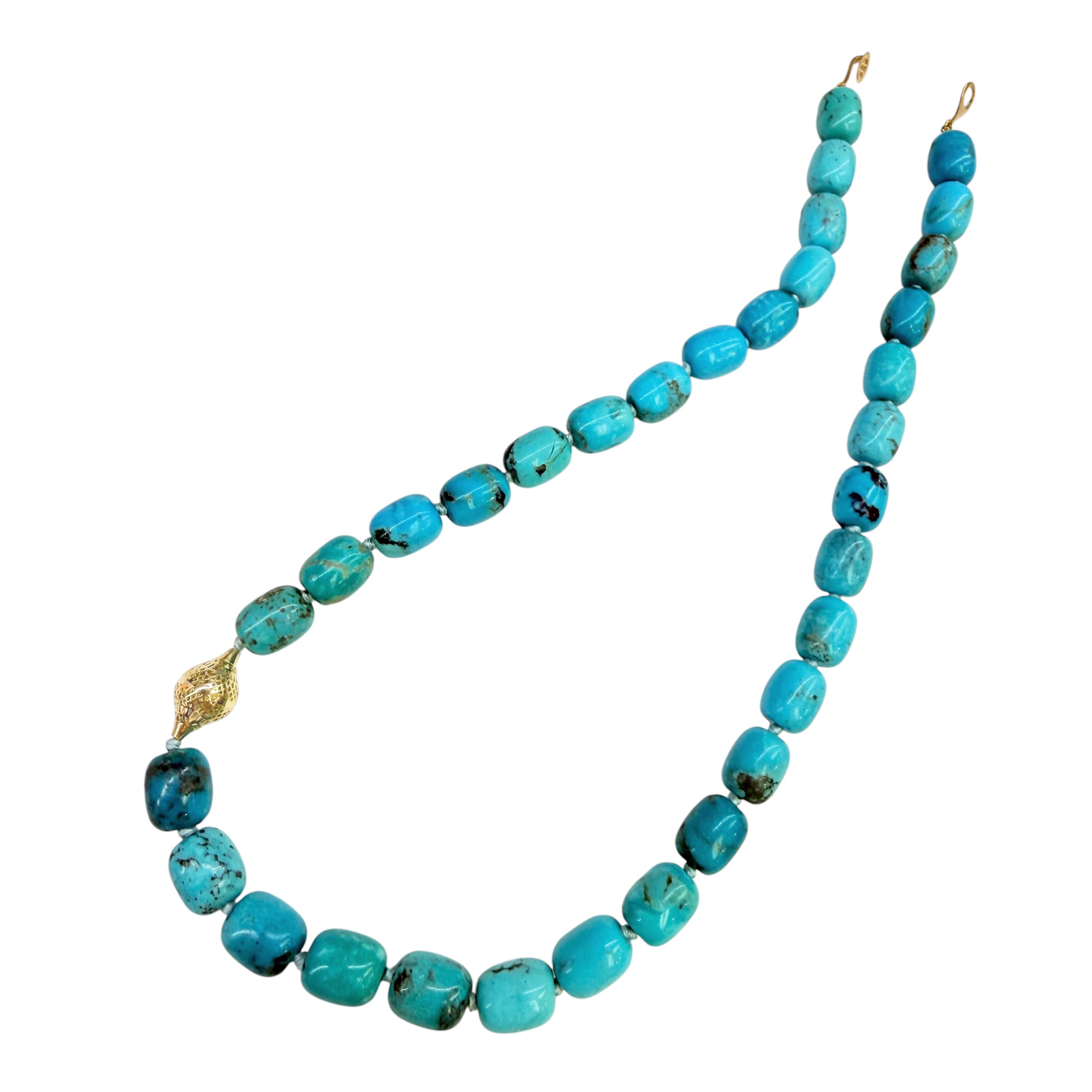 Turquoise Nugget Beaded Necklace 18K Gold Crownwork®