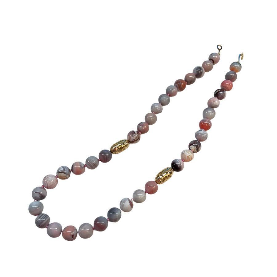 Pink Botswana Agate Beaded Necklace