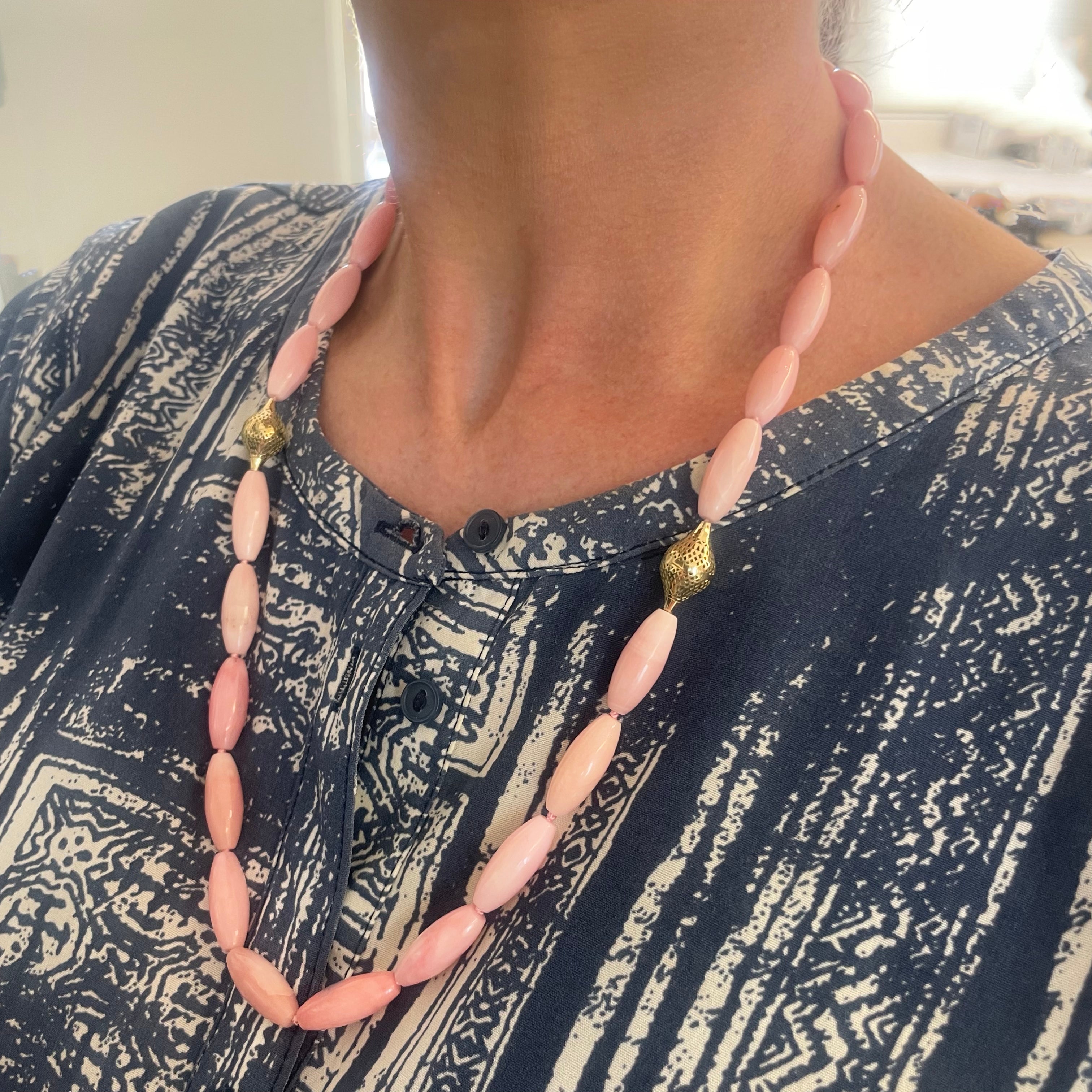 Pink Peruvian Opal Beaded Necklace