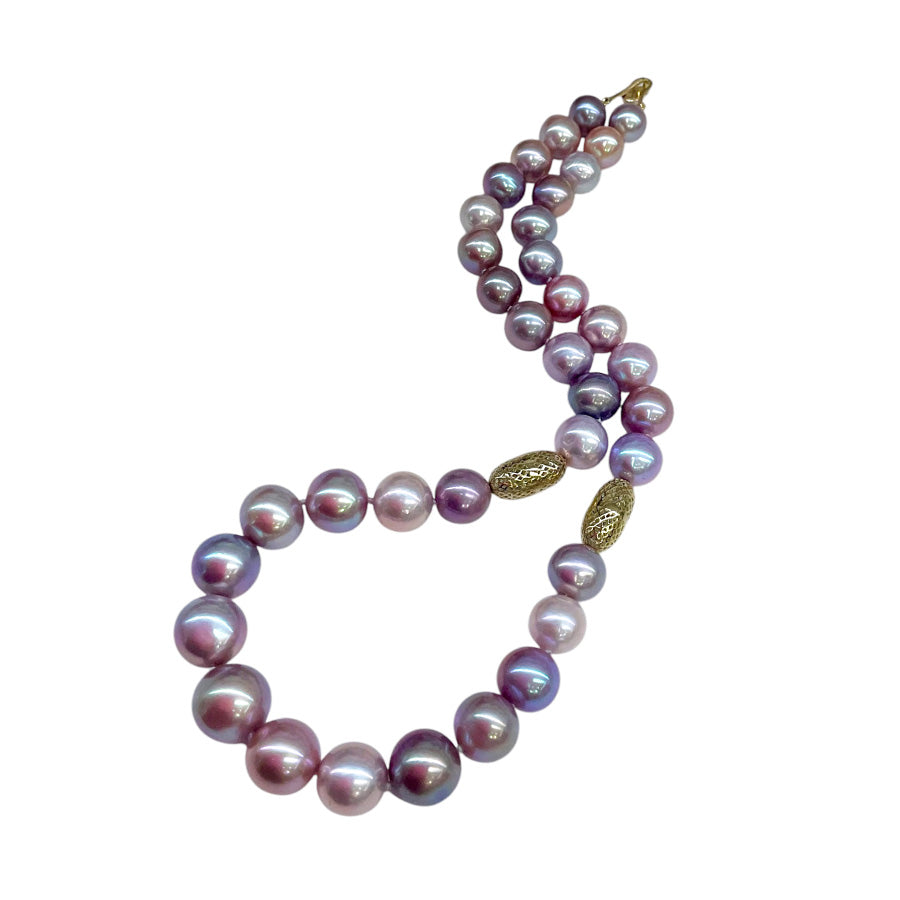 Graduated multi colored pearl necklace