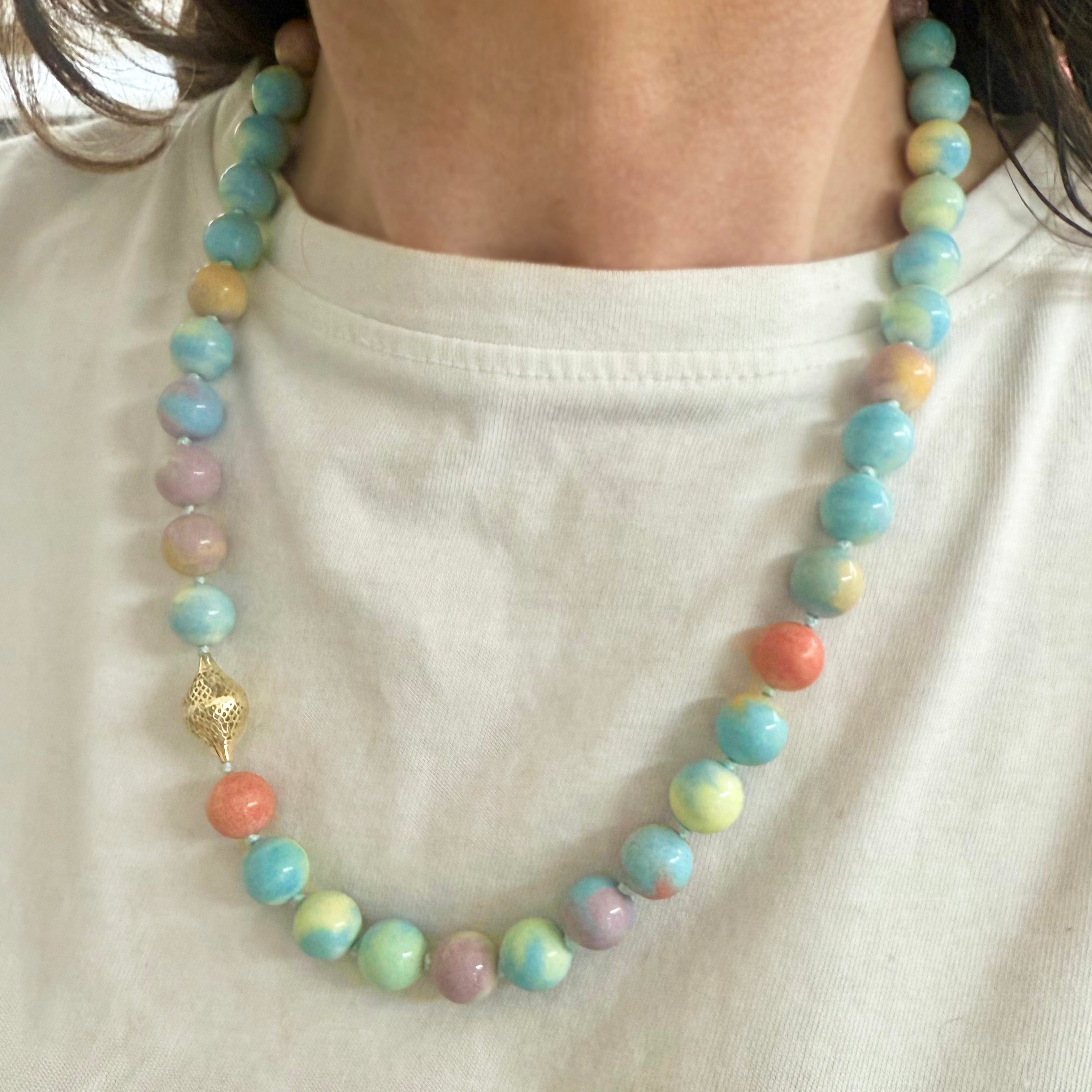 Rainbow Agate Beaded Necklace with finial