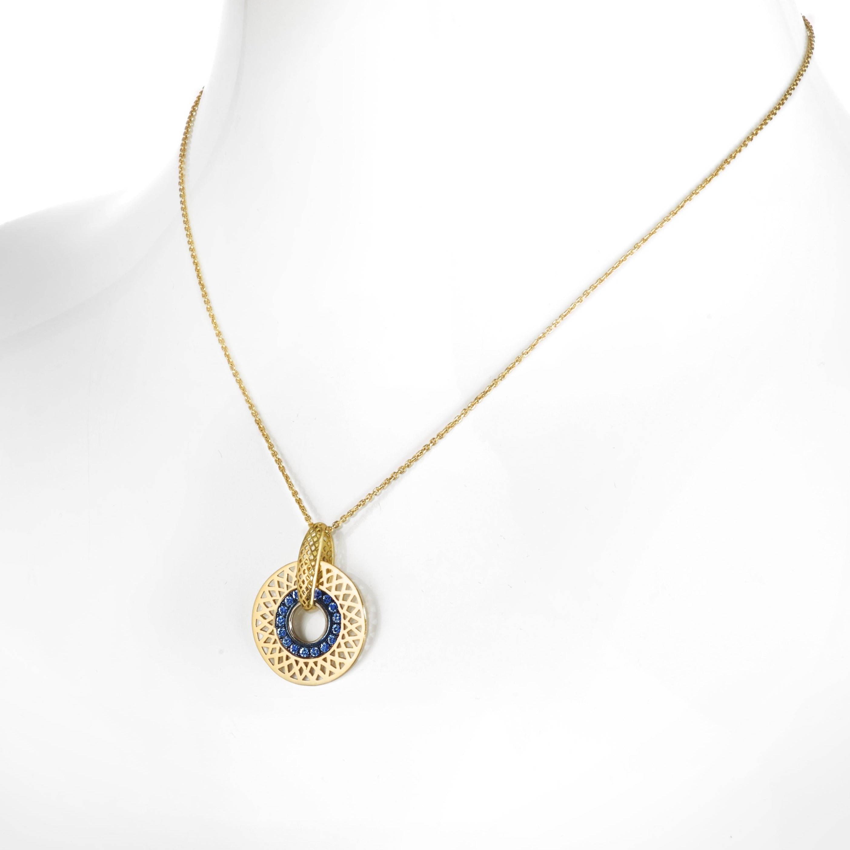 Blue Sapphire Crownwork® Disc Necklace
