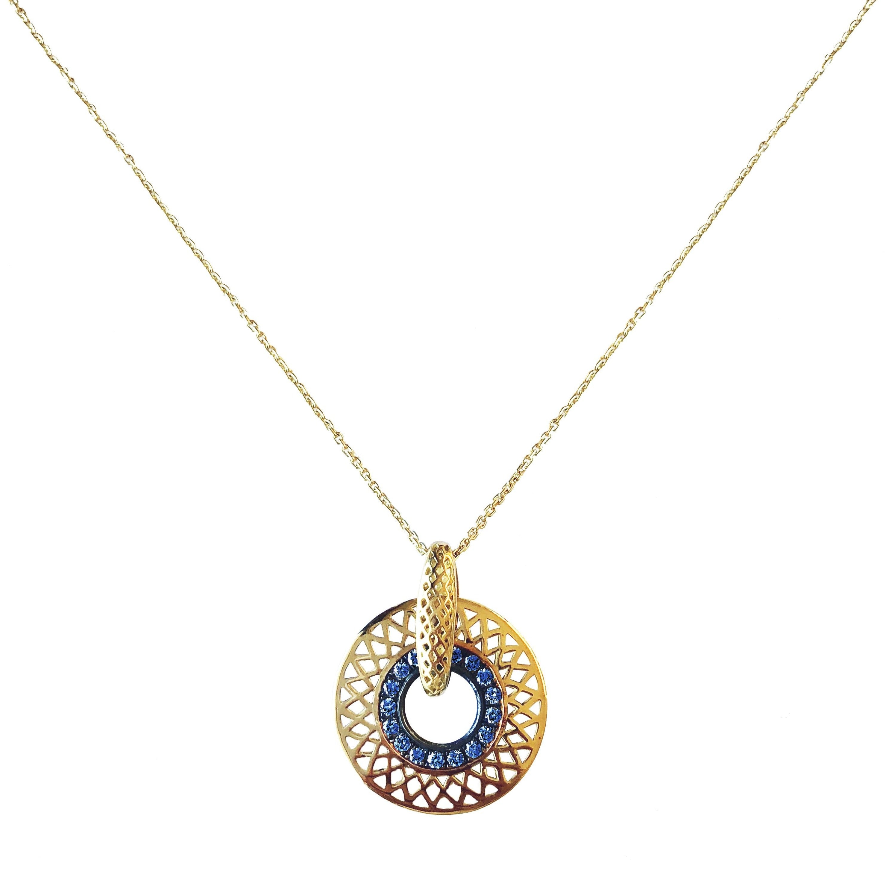 Blue Sapphire Crownwork® Disc Necklace