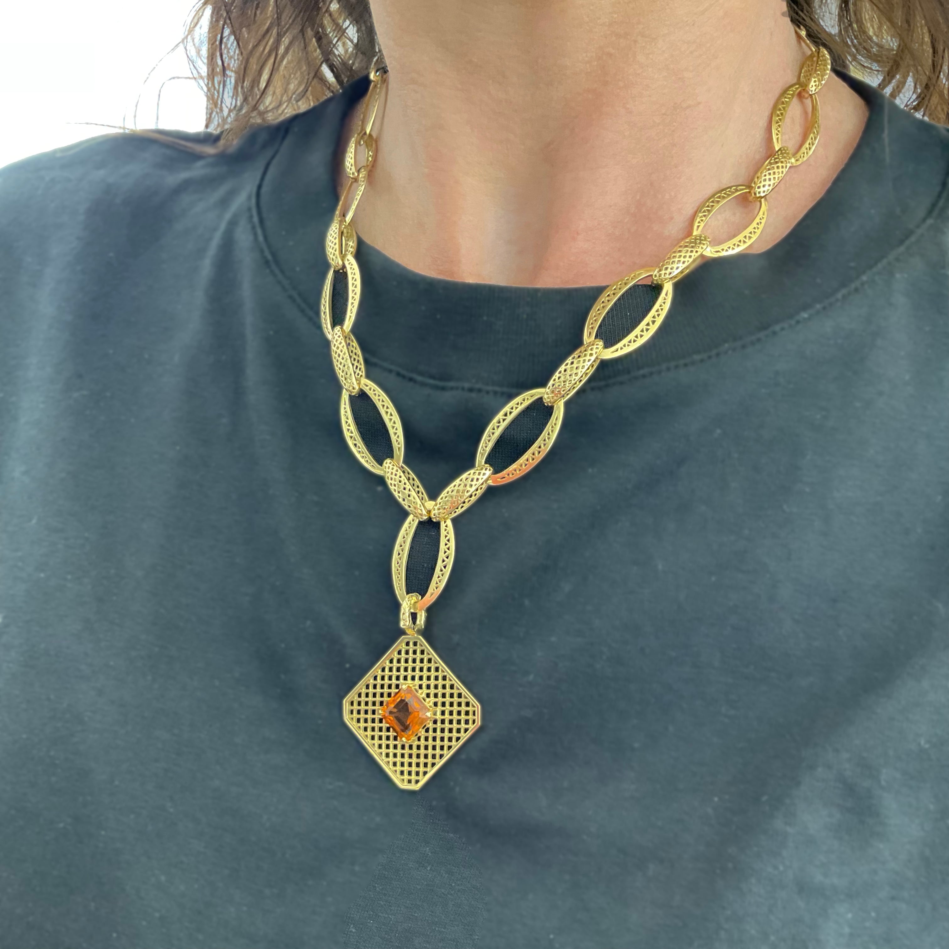 Citrine Crownwork® Geo Square Pendant
