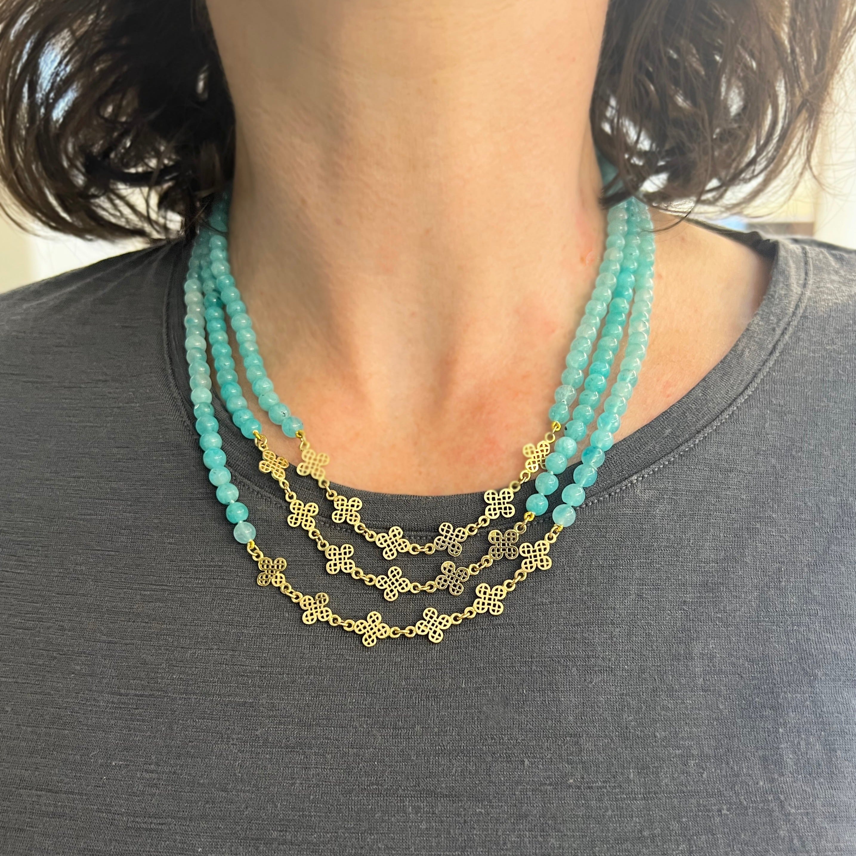 Amazonite Triple Wrap Necklace