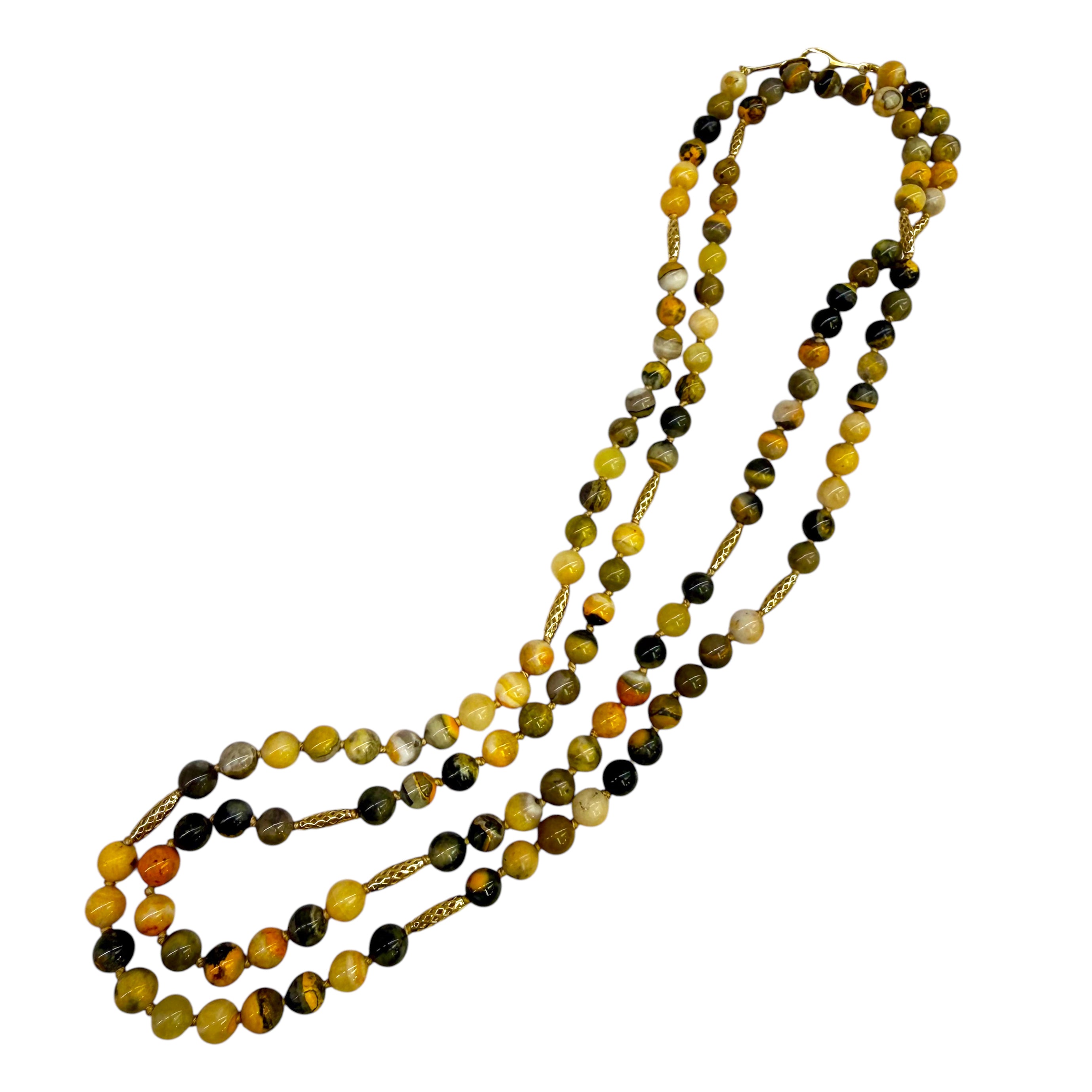 Bumblebee Jasper Double-Wrap Beaded Necklace 18K Gold Crownwork®