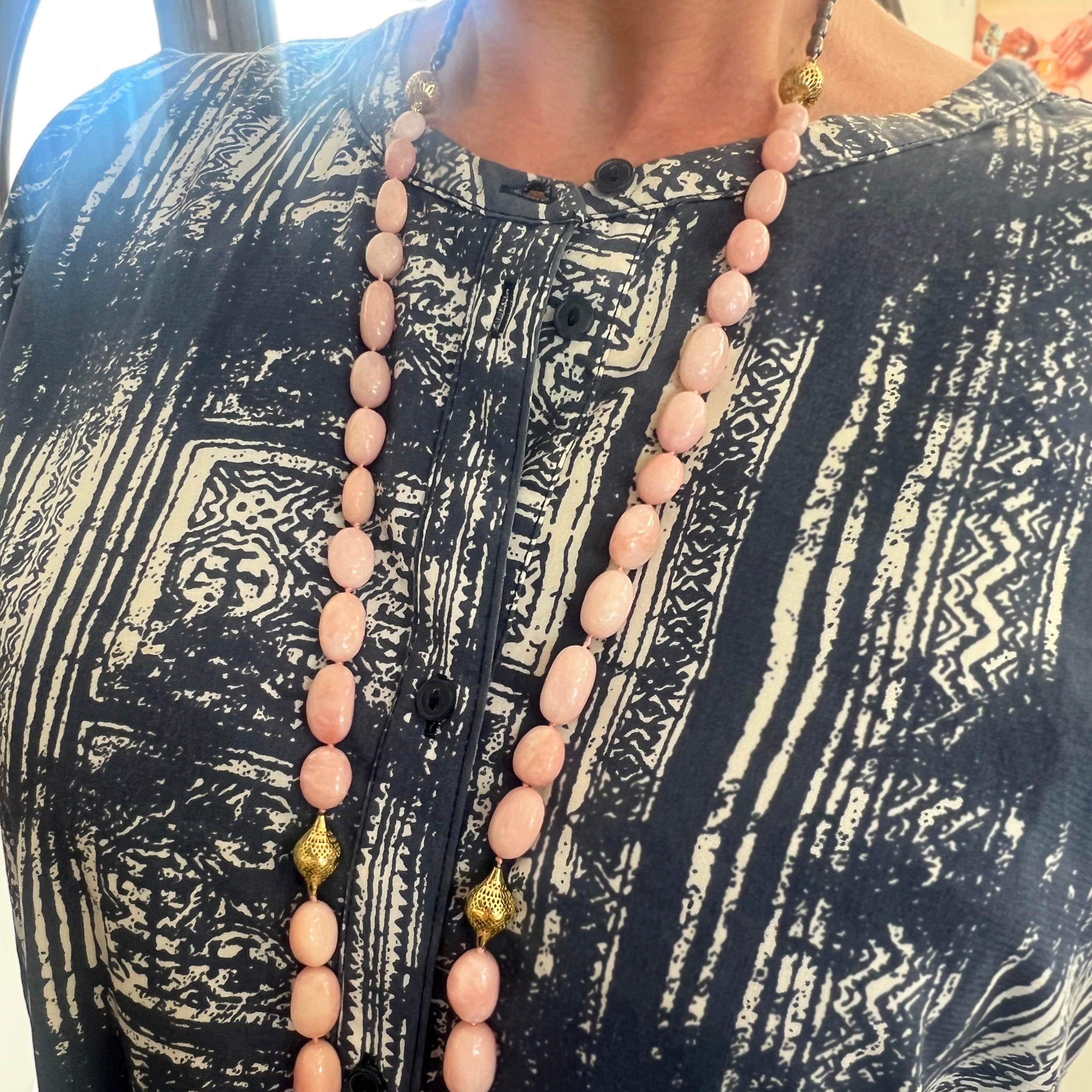 Peruvian Pink Opal Bead Necklace