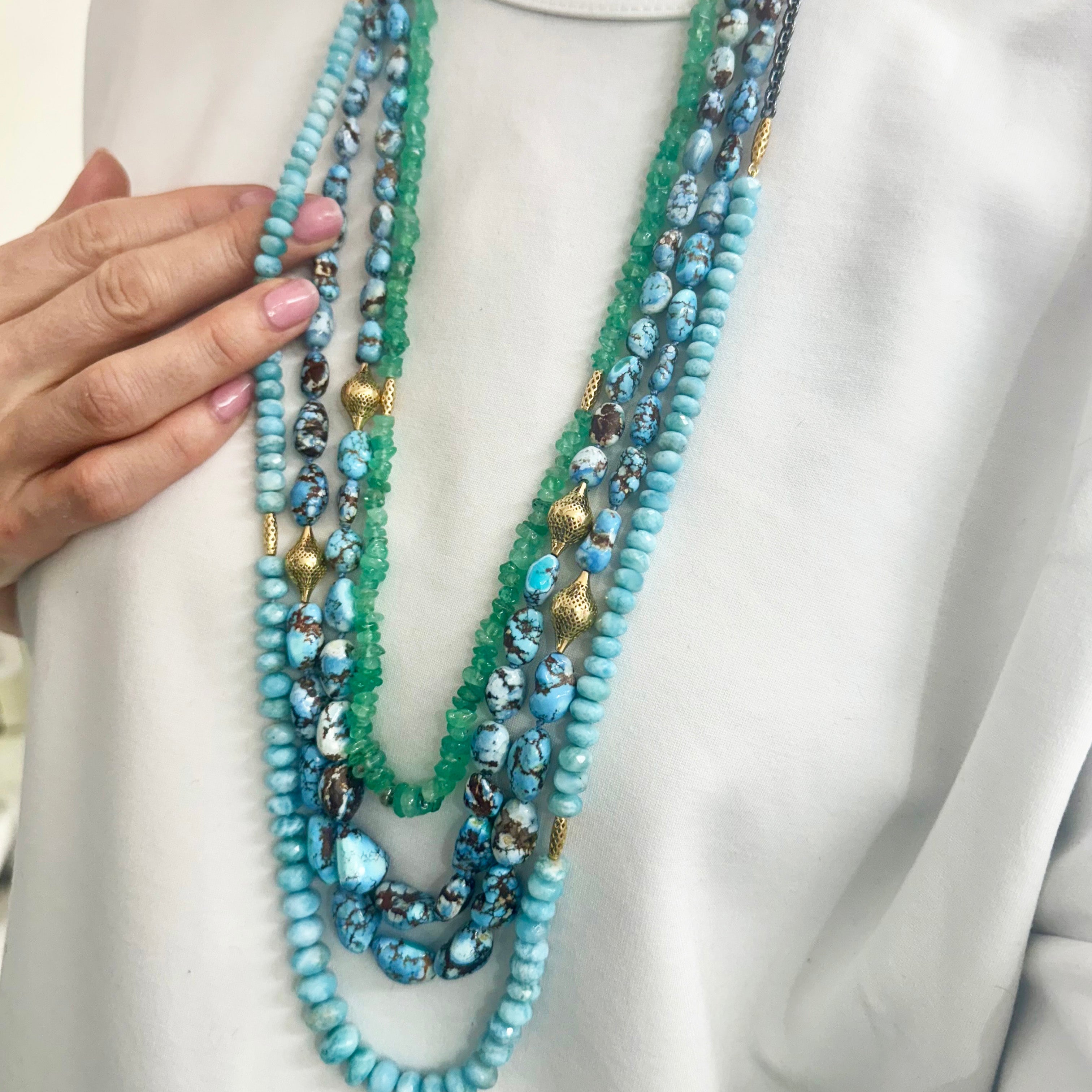 Graduated Colombian Emerald Necklace