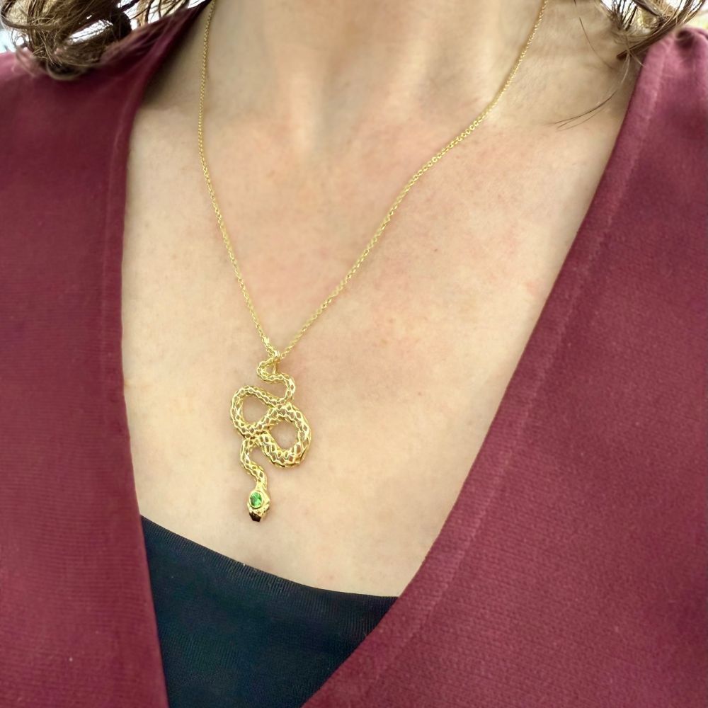 Large Tsavorite Crownwork® Snake Pendant