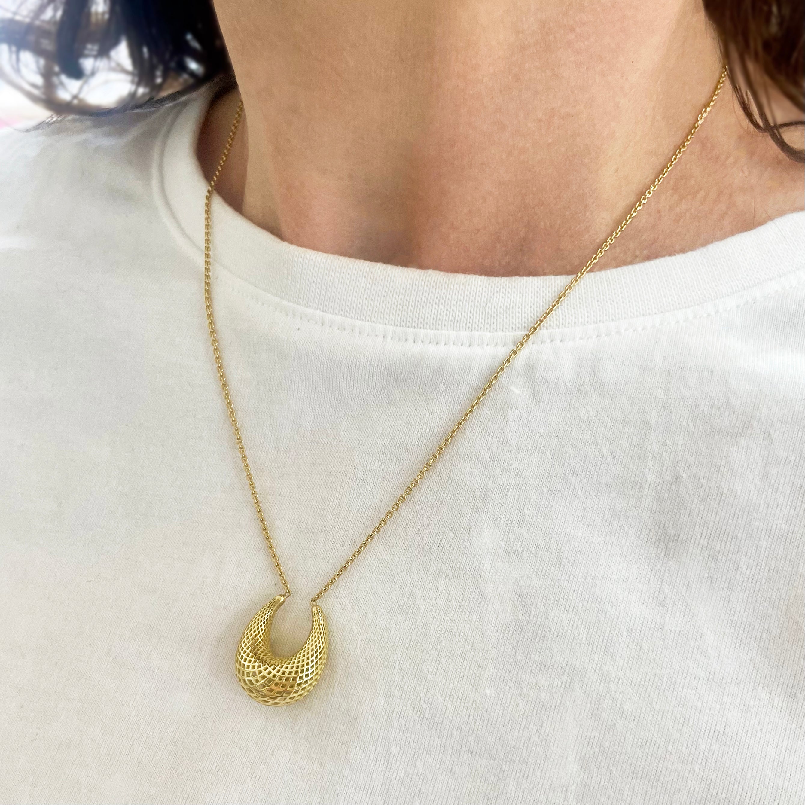 Small Chubby Crownwork® Hoop Pendant on Chain