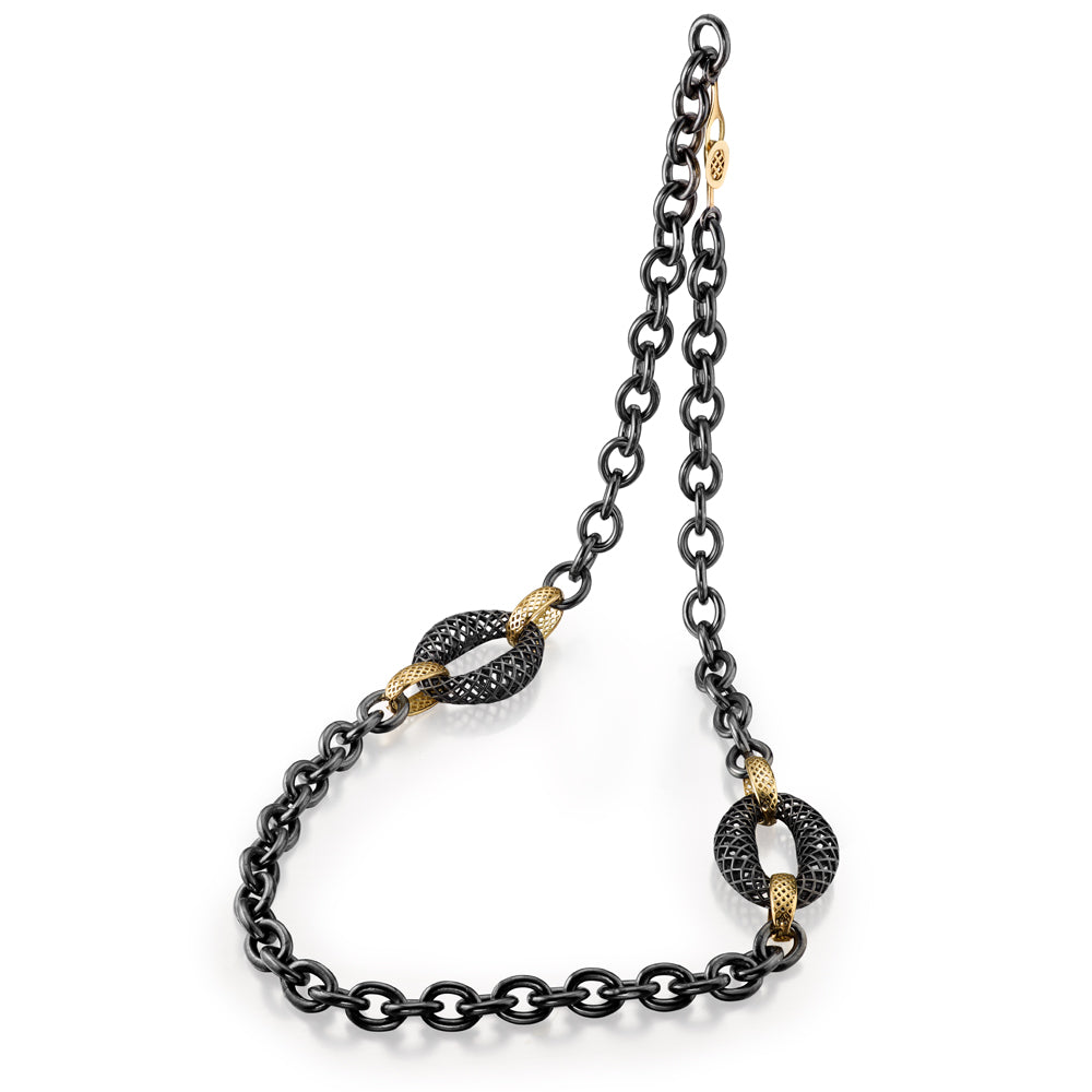 Chubby Oxidized Silver Link Necklace