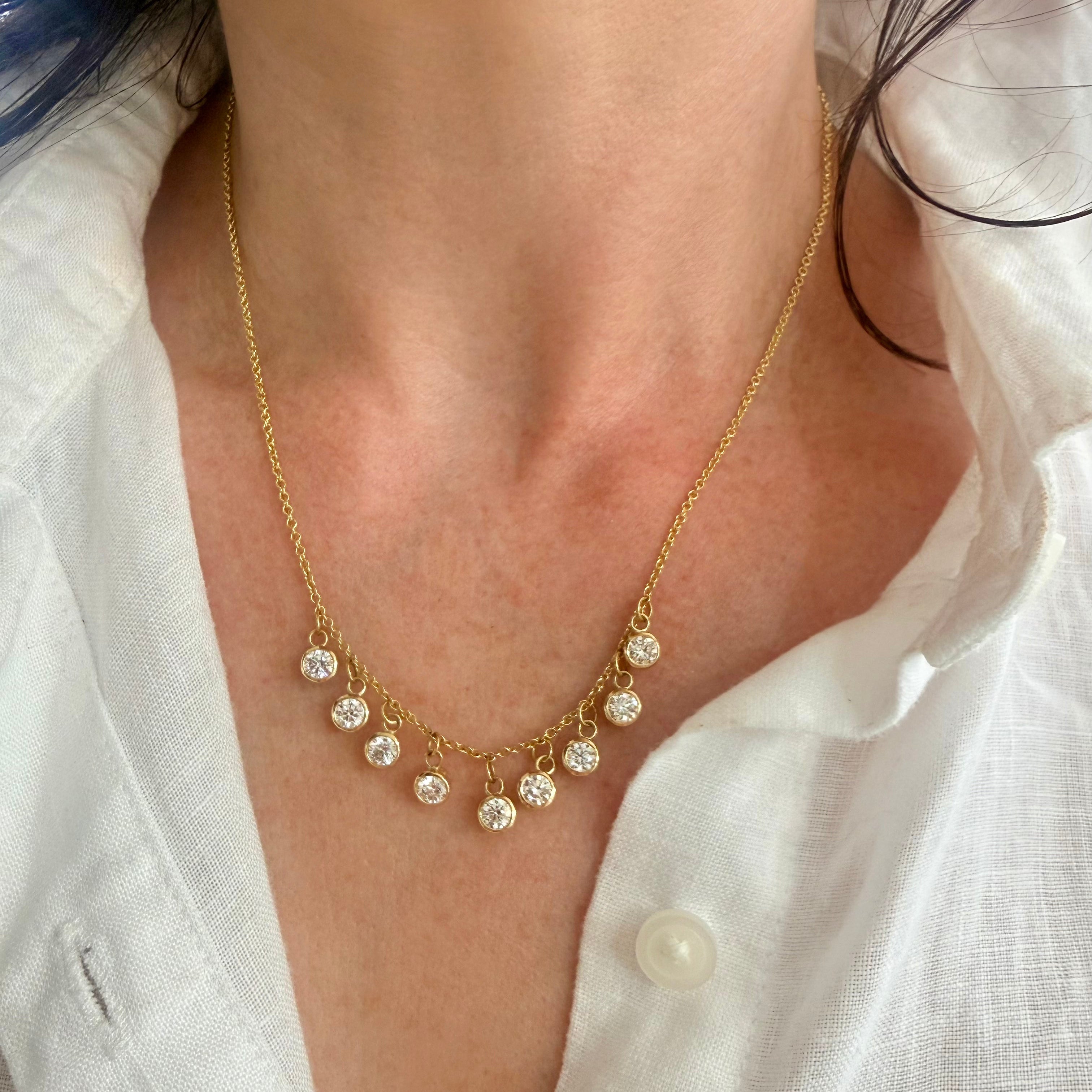 18K Crownwork Diamond Drop Necklace