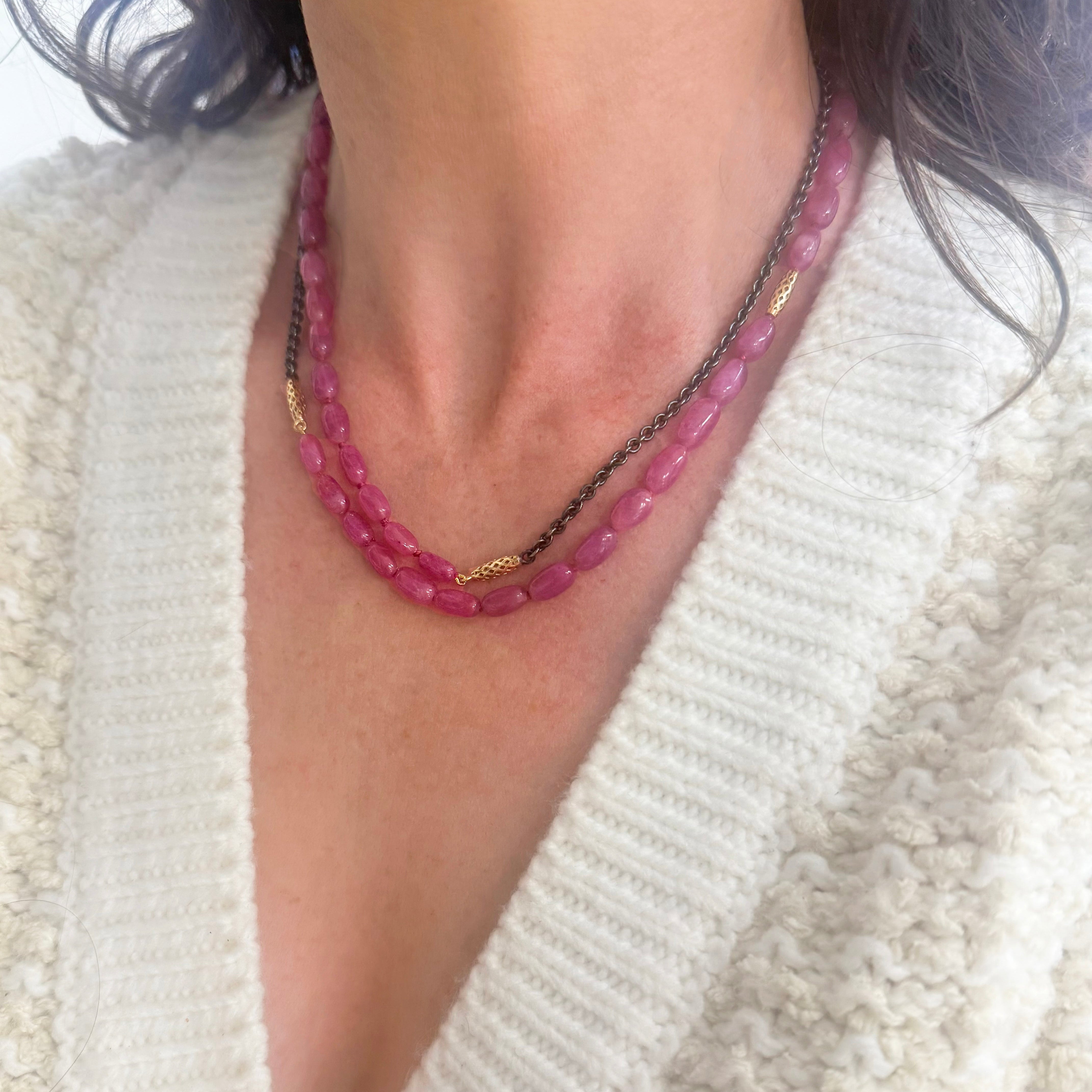 Pink Sapphire Necklace with Crownwork® Rondelles