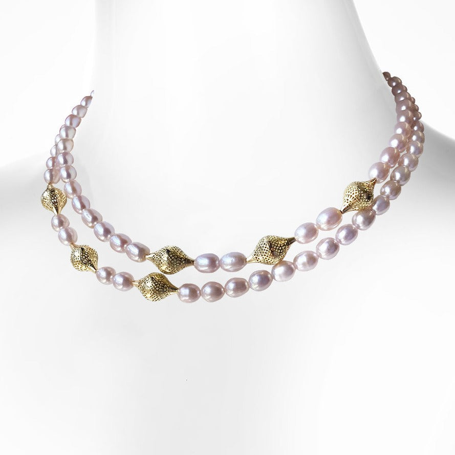 Pale Pink Pearl Wrap Necklace