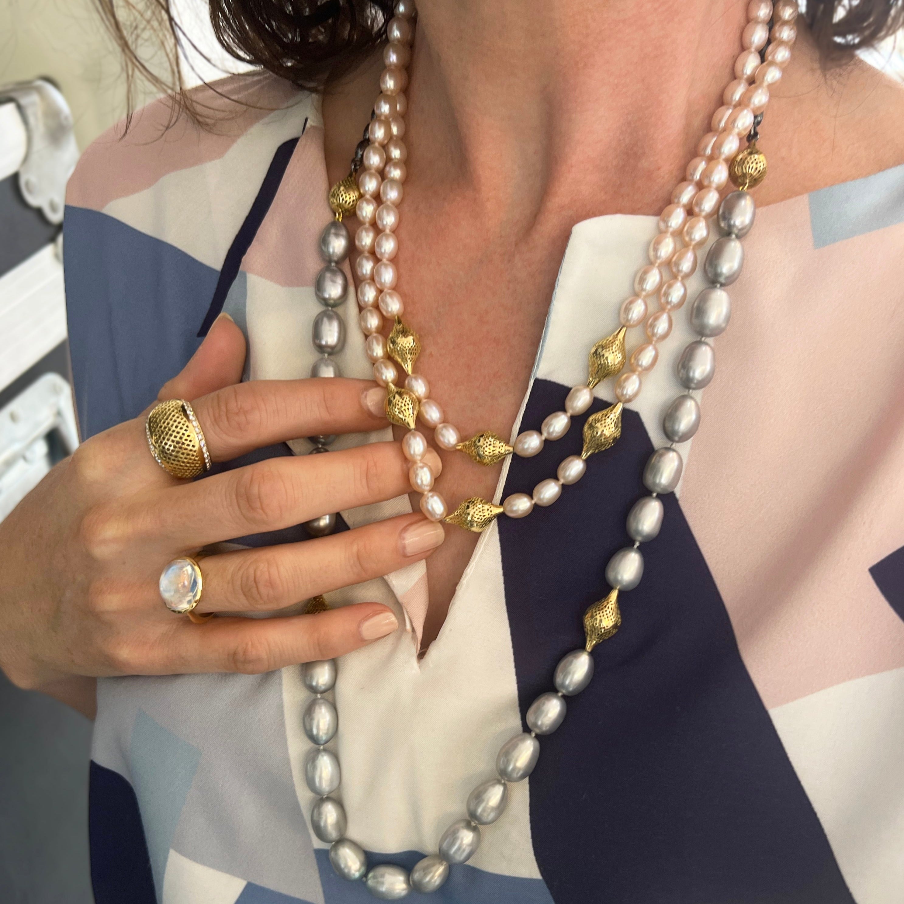 Pale Pink Pearl Wrap Necklace