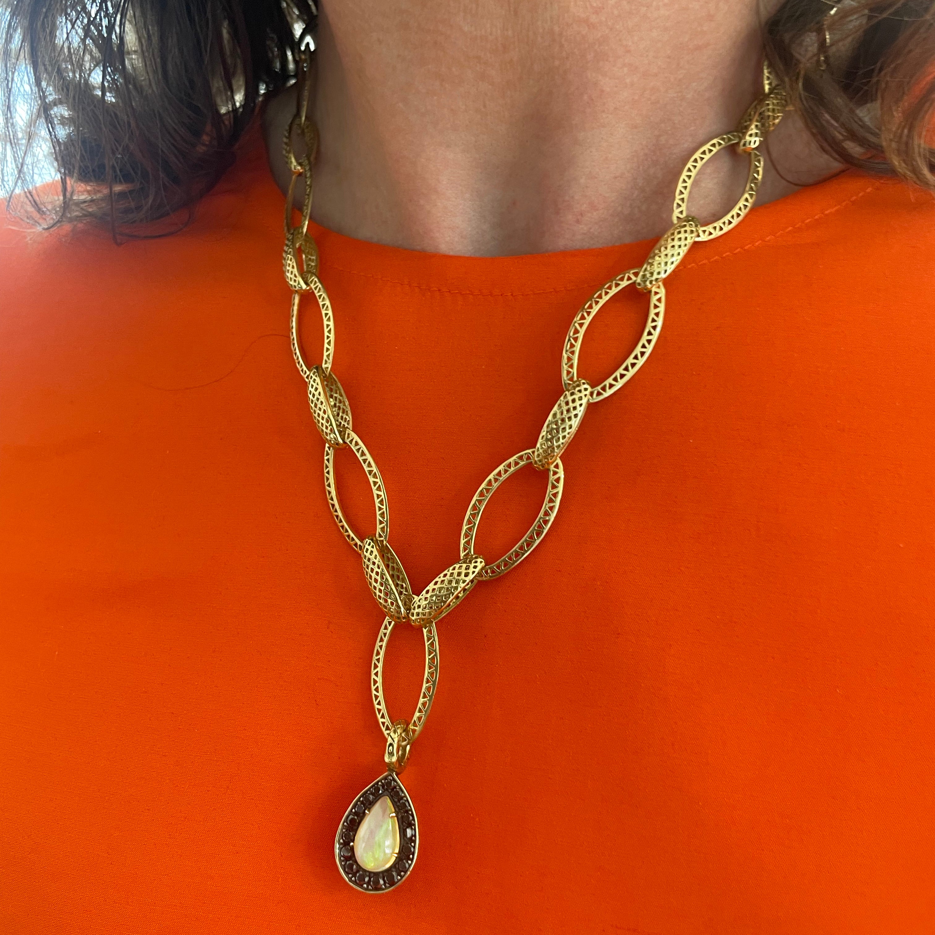 Black Diamond & Opal Pendant