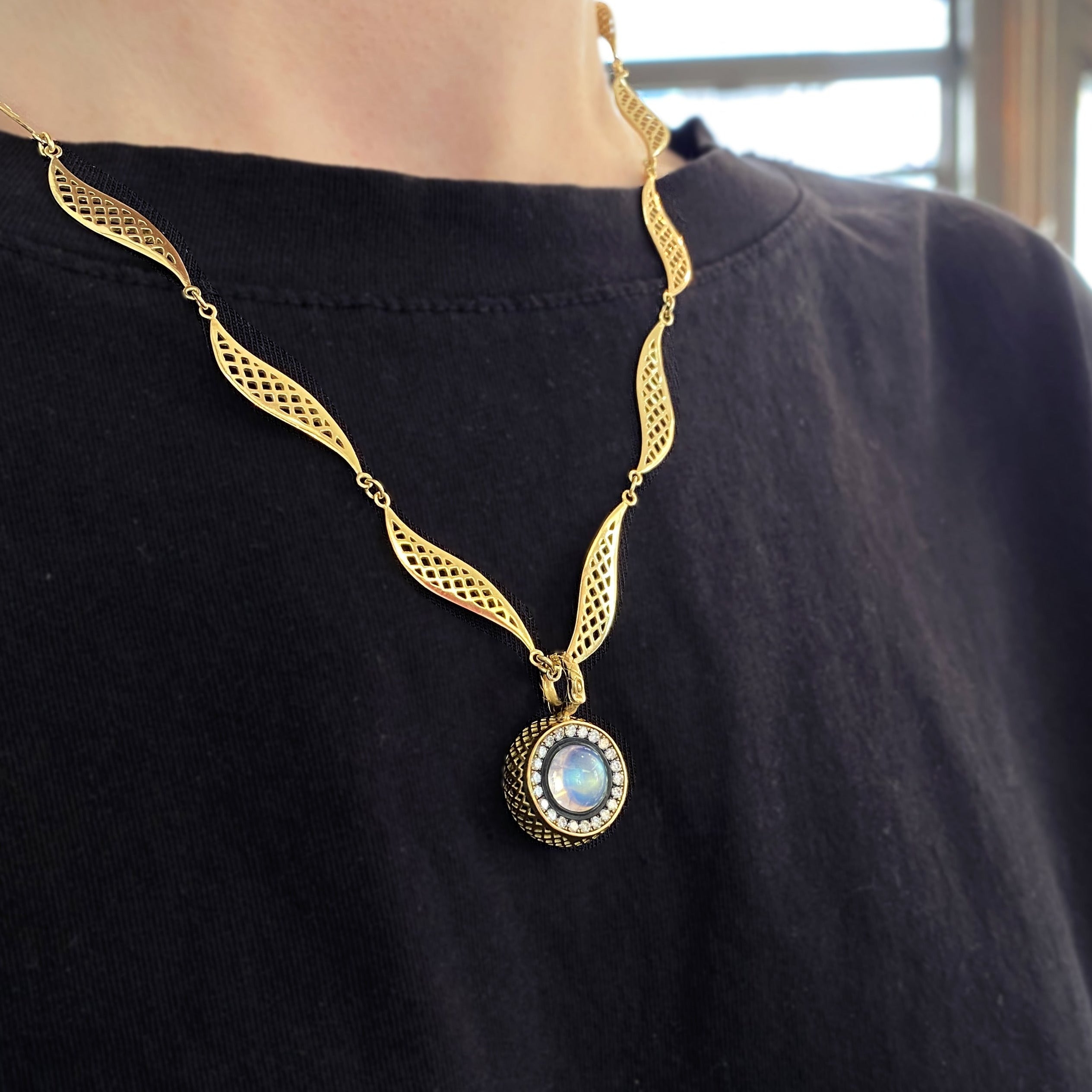 Moonstone and Diamond Pendant