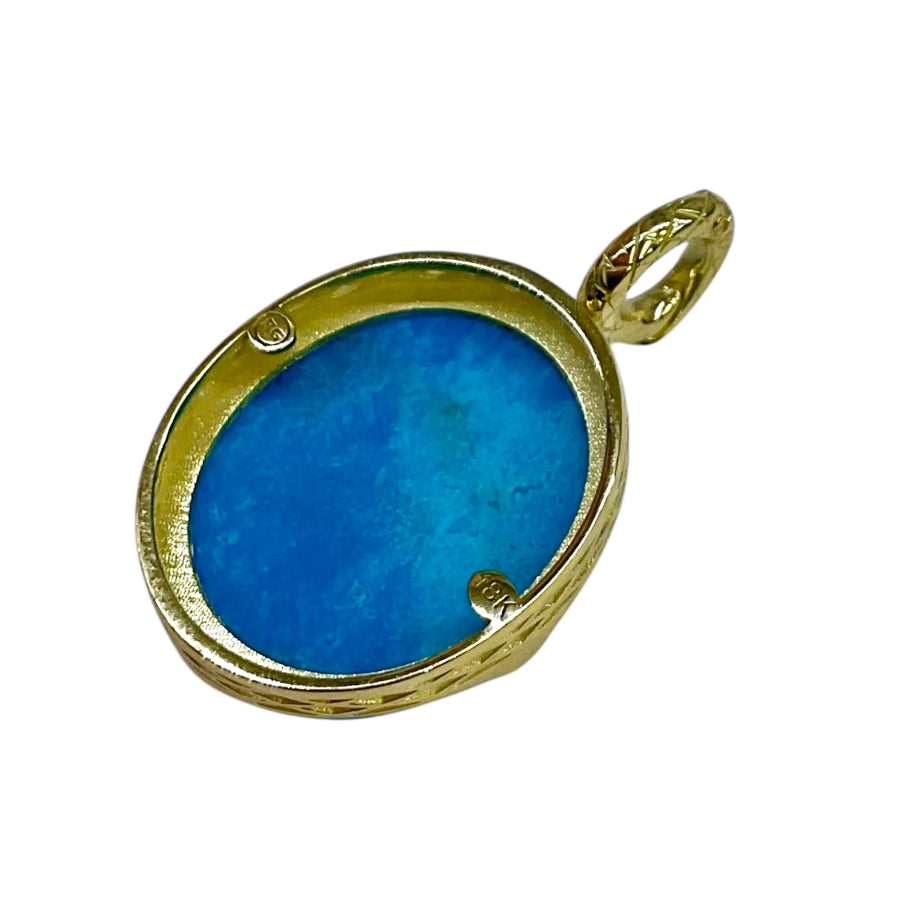 Carved Dragon Kingman Turquoise Pendant