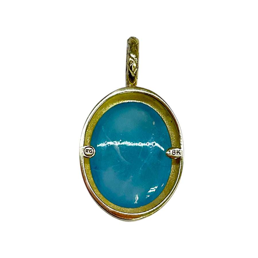 18K Yellow Gold Crownwork® Aquamarine Pendant