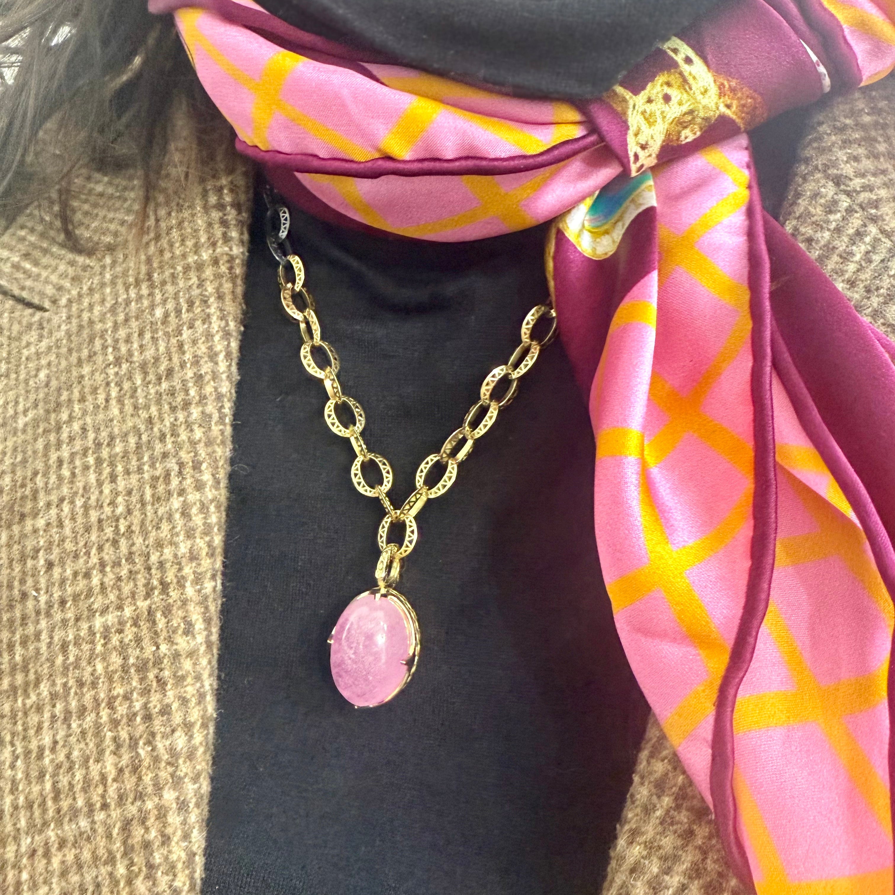 18K Yellow Gold Crownwork® Morganite Pendant