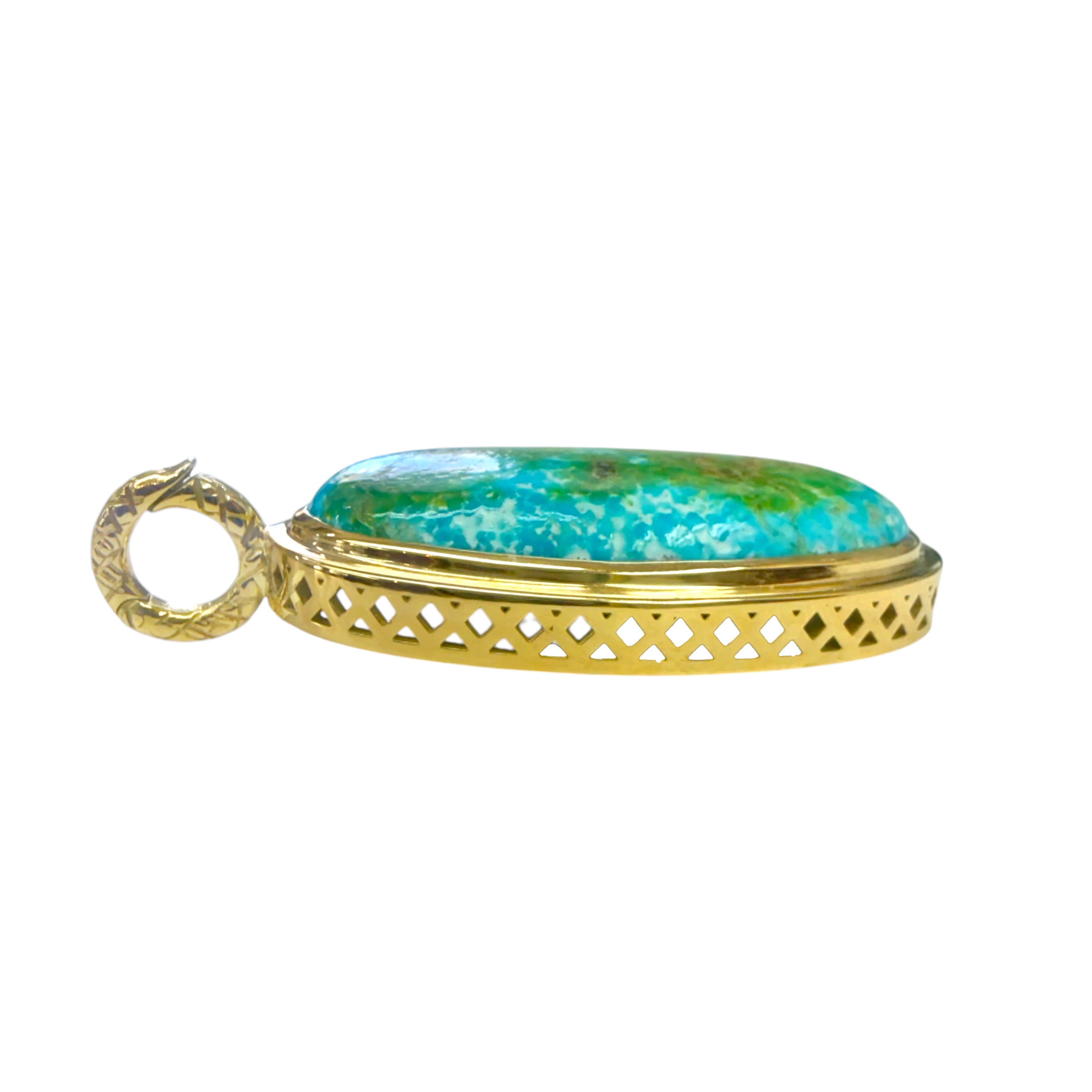 Sonoran Turquoise Crownwork® Bezel Pendant 18K Gold